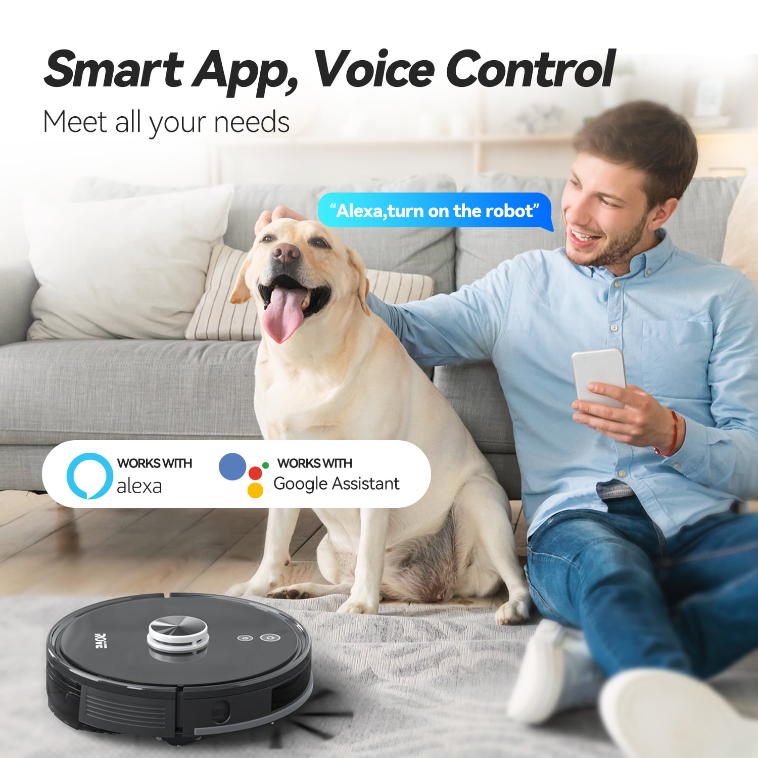 Rove Robot Vacuum Sweeping Cleaner - 2000 Pa Strong Suction & 2600mAh Battery Life Robotic Sweeper. Automatic Self Charging. Lidar Navigation. Smart Mapping. Perfect for Pet Hair Carpets. Hard Floors