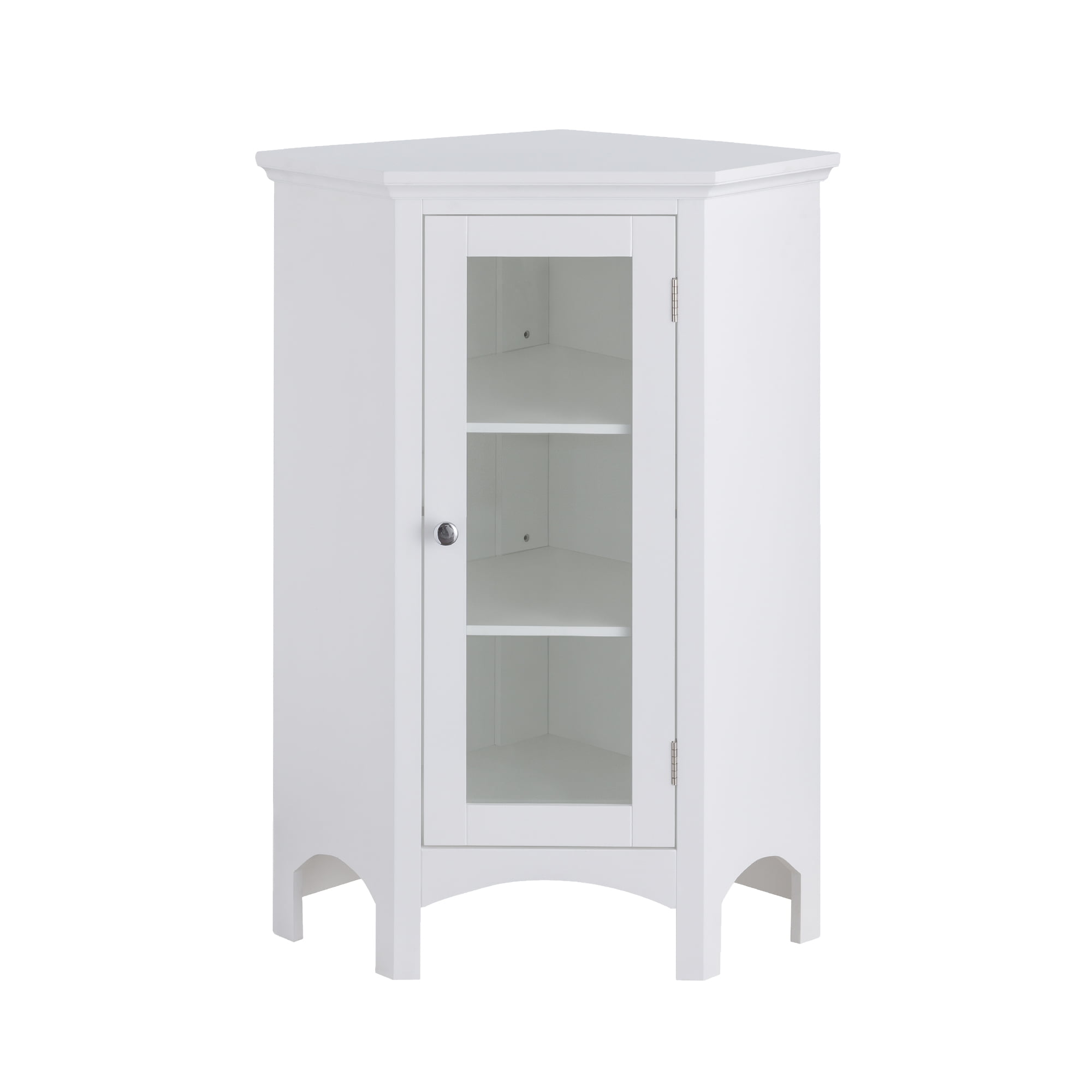 Teamson Home Madison Wooden Corner Floor Cabinet with Glass Door. White