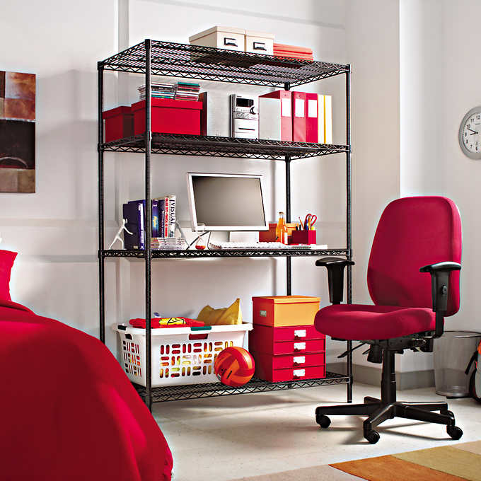 Alera ALESW504824BL Industrial Heavy-Duty Wire Shelving Starter Kit. 4-Shelf. 48″ x 24″ x 72″. Black