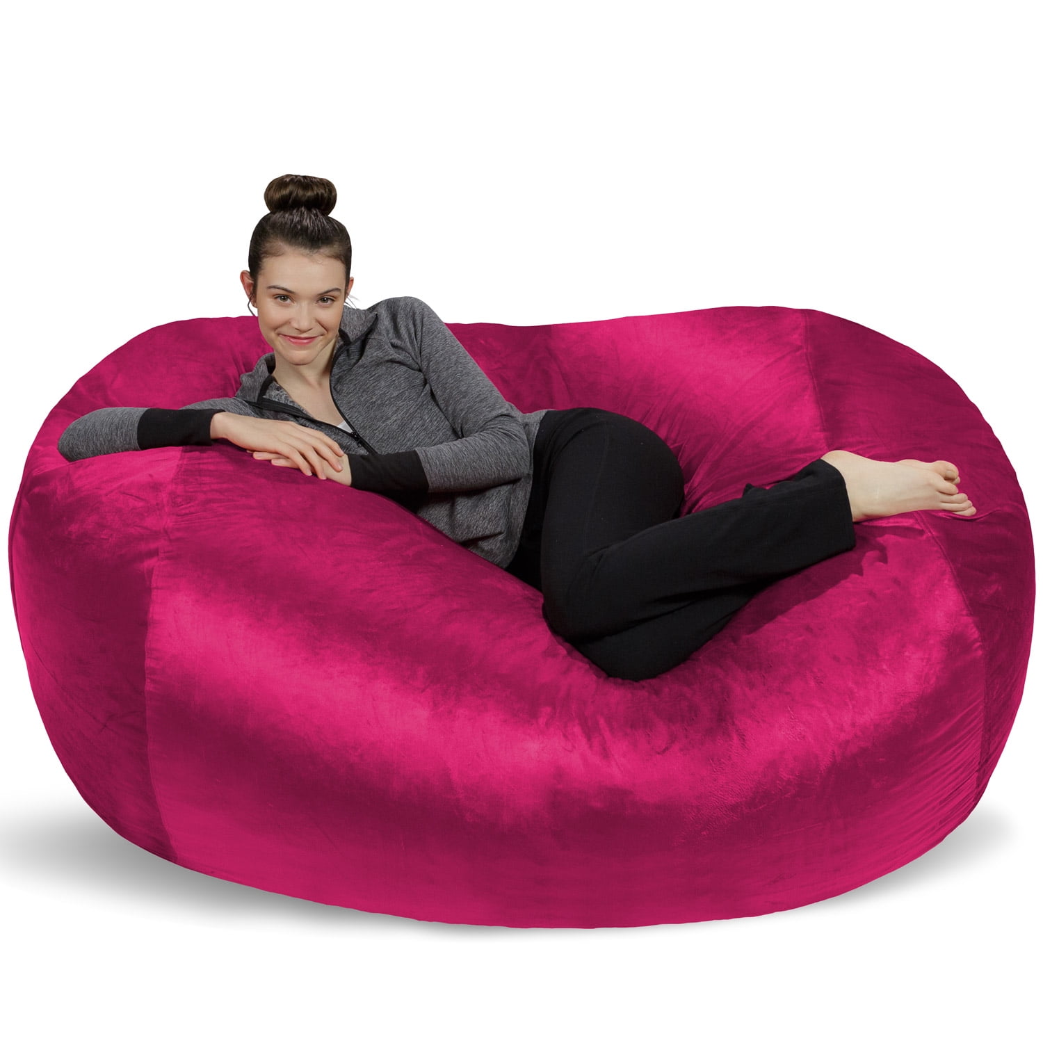Sofa Sack Bean Bag Chair. Memory Foam Lounger with Microsuede Cover. Kids. Adults. 6 ft. Pink