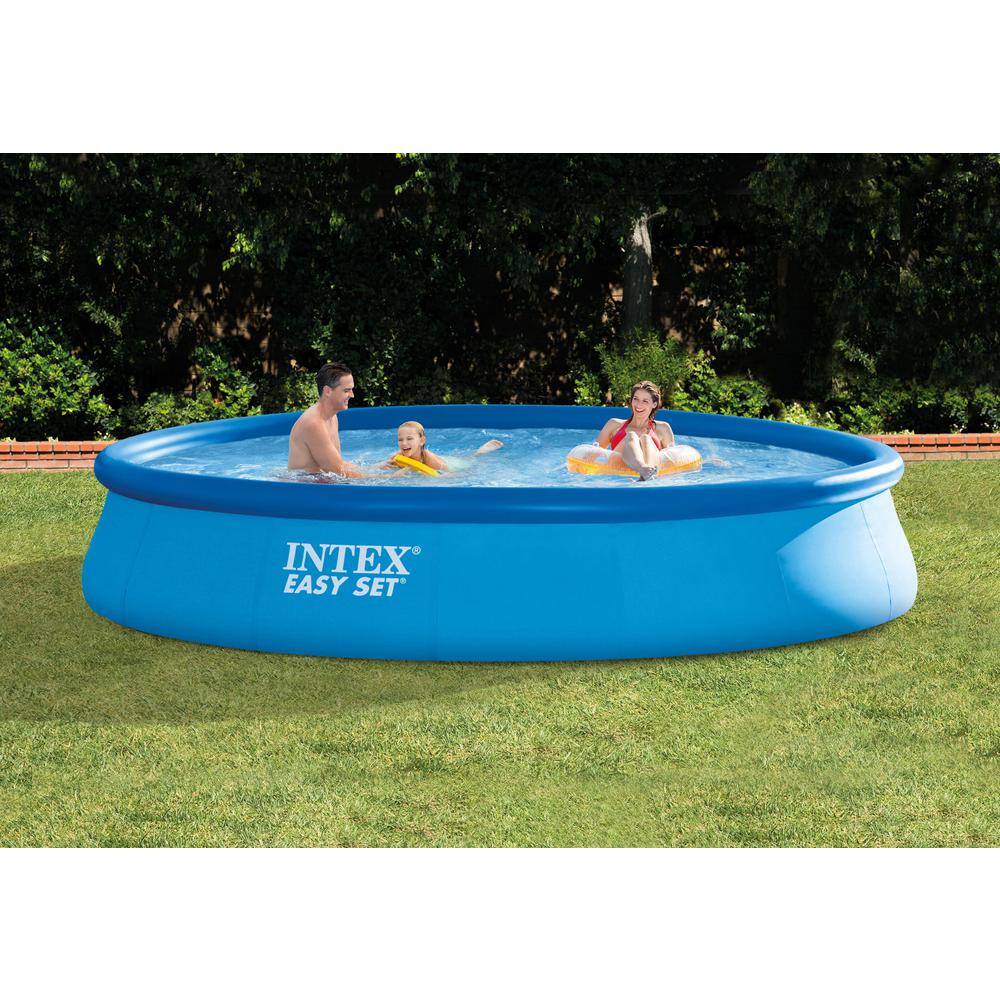 Intex 28157EH + 28023E 15 ft. x 33 in. Round Easy Set Above Ground Swimming Pool. Filter Pump and Cover Tarp