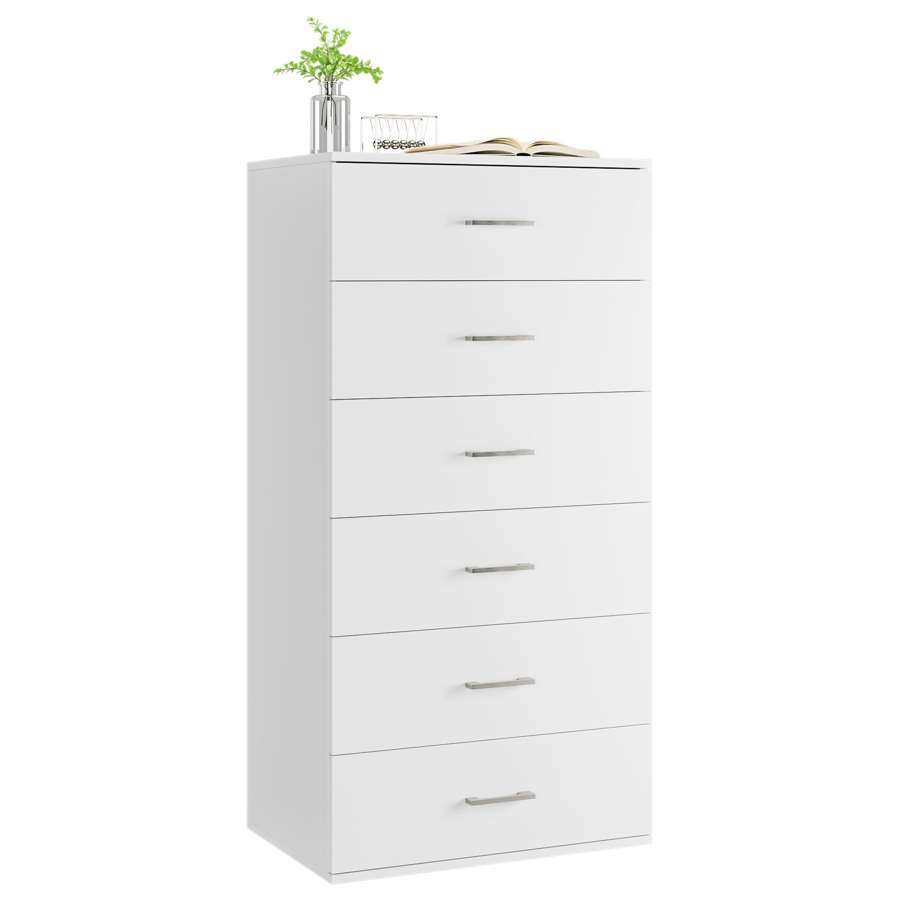 Homfa 6 Drawer Dresser for Bedroom. Modern White Chest. Floor Storage Cabinet for Living Room