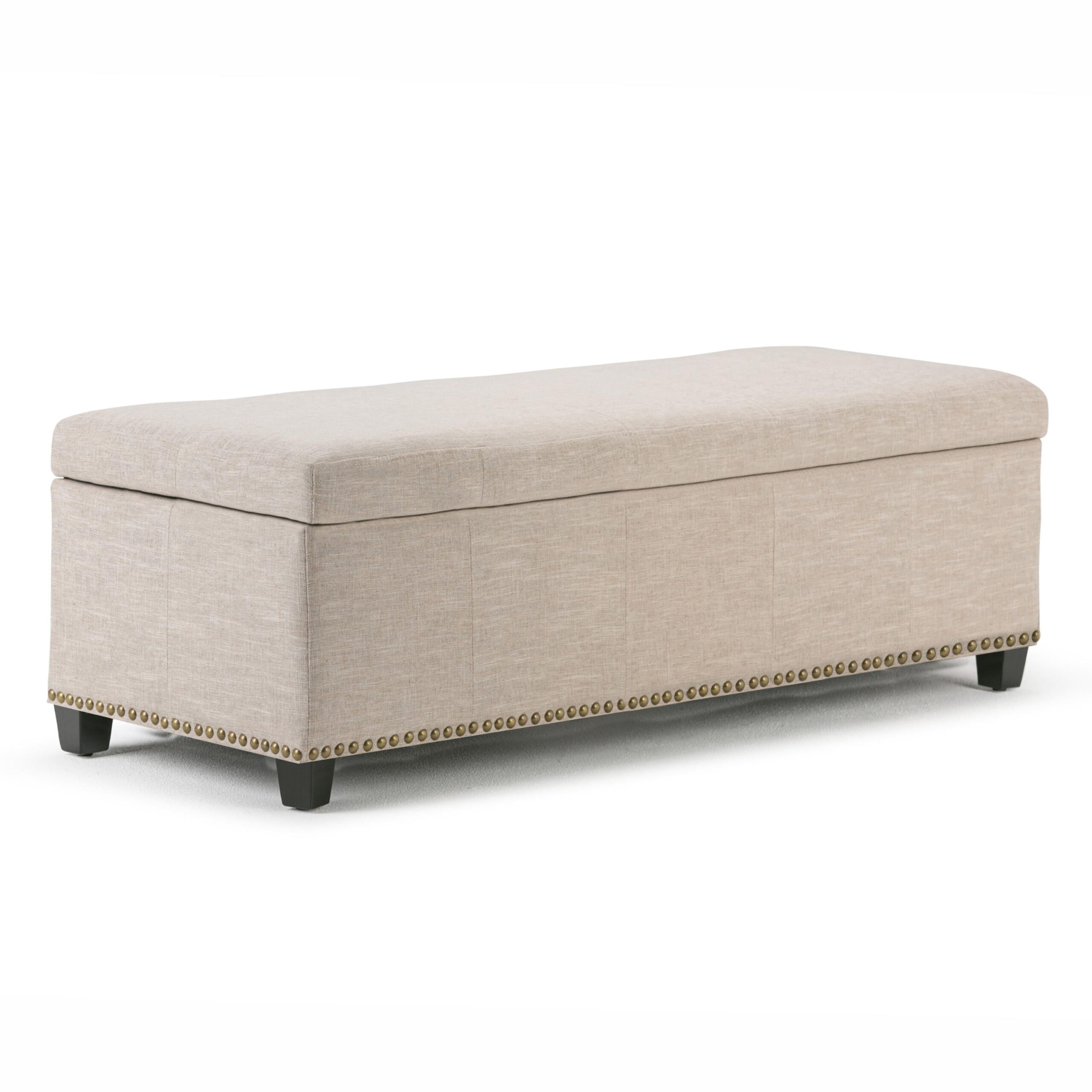 Simpli Home Kingsley Large Storage Ottoman Bench. Natural