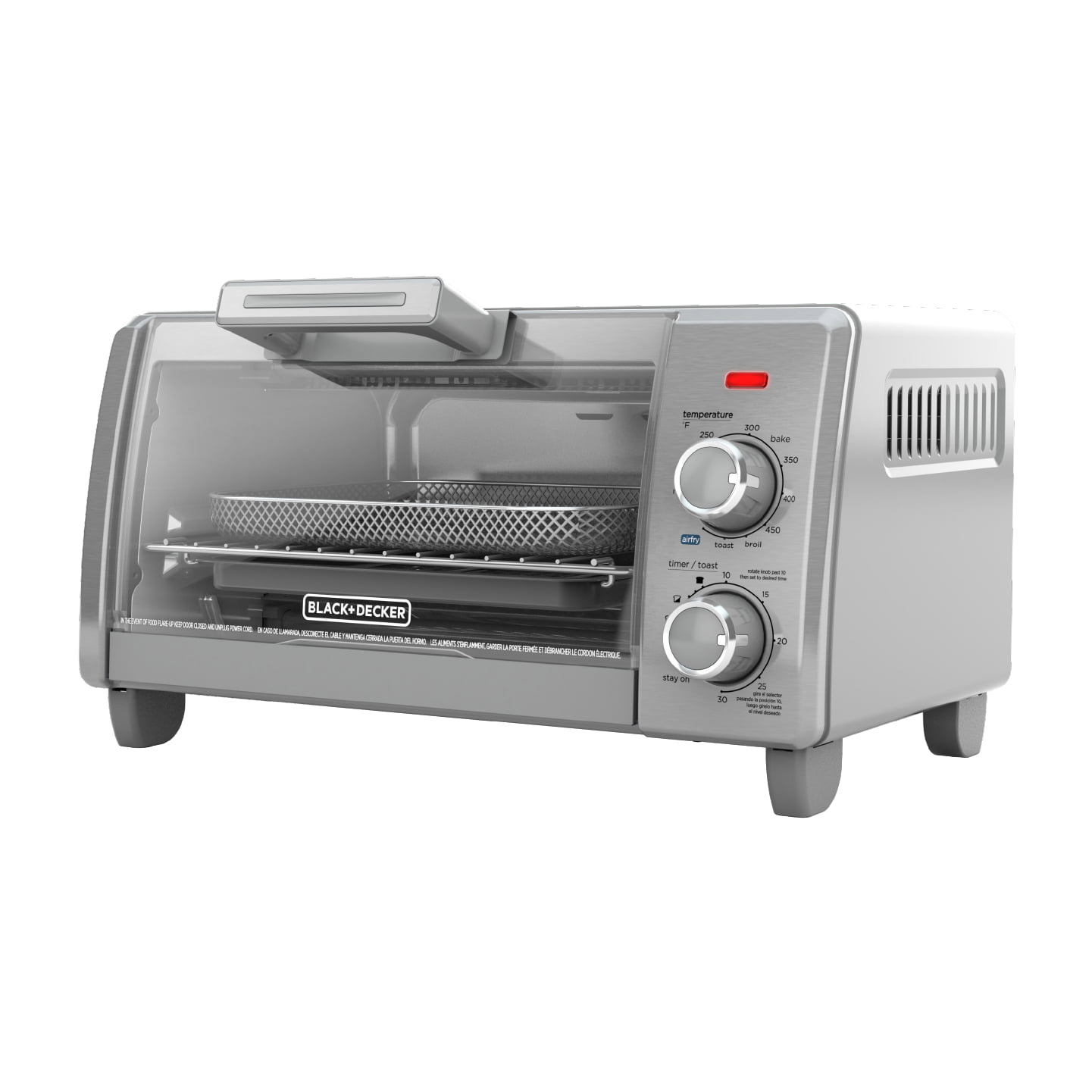 BLACK+DECKER Crisp 'N Bake Air Fry 4-Slice Toaster Oven. Silver & Black. TO1787SS