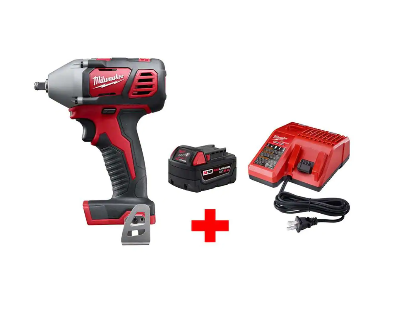 Milwaukee 2658-20-48-59-1850 M18 18V Lithium-Ion Cordless 3/8 in. Impact Wrench W/ Friction Ring W/ M18 Starter Kit (1) 5.0Ah Battery & Charger