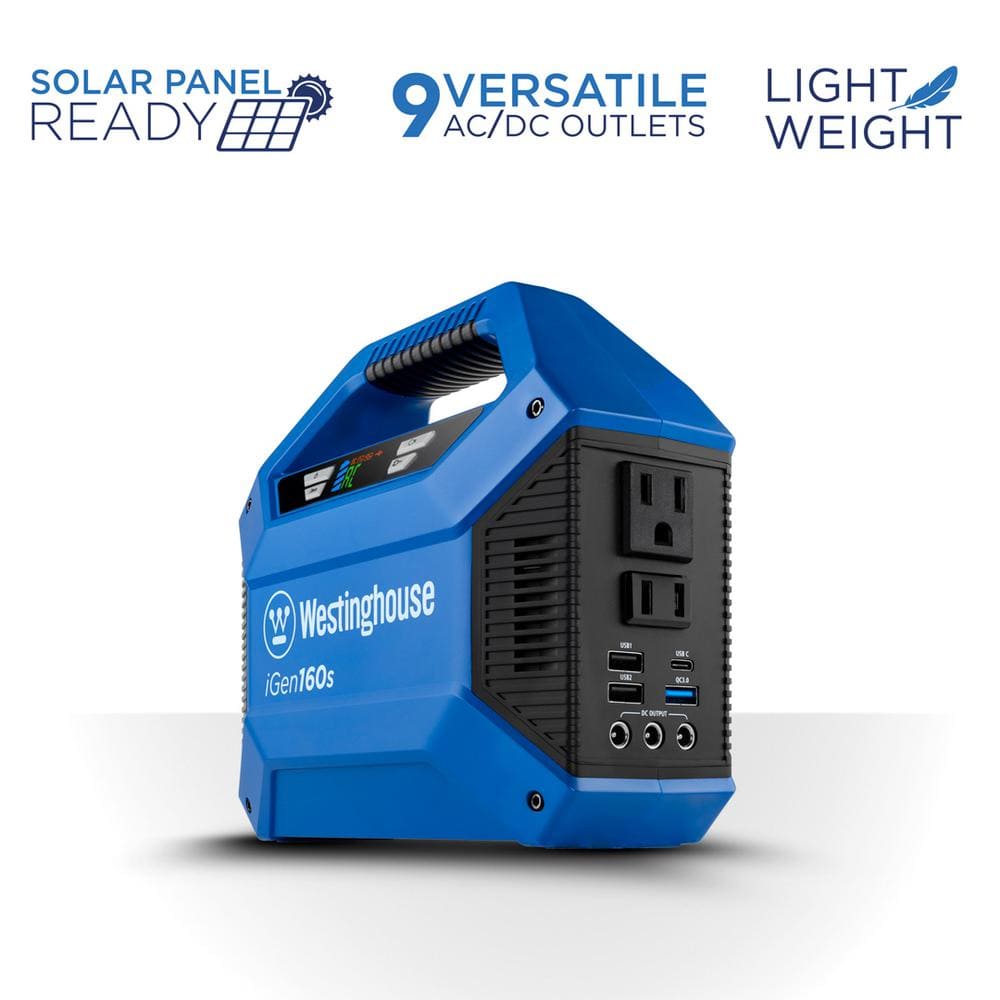Westinghouse iGen160s iGen160s 100/150-Watt Lithium-Ion Portable Power Station with Power Inverter. LED Display. and Flashlight