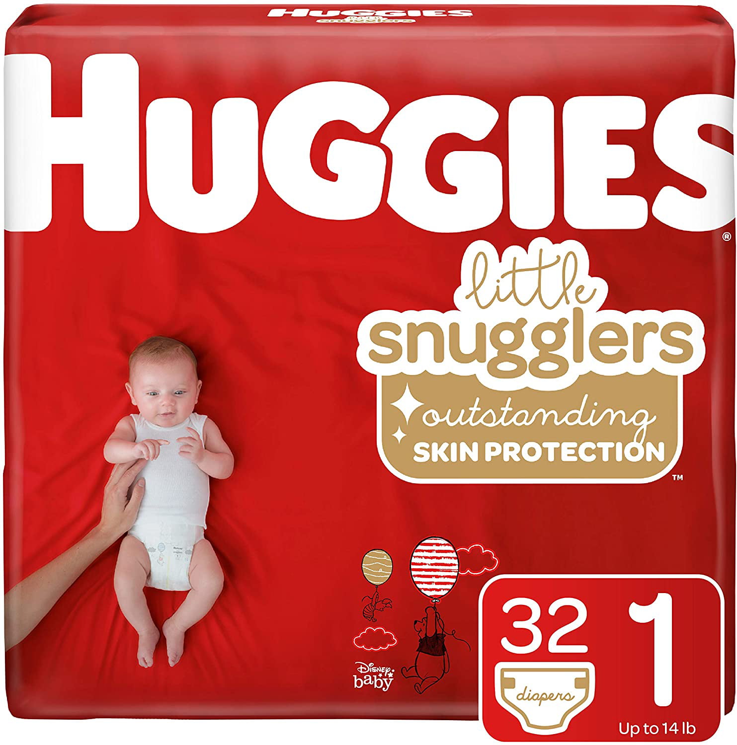 Huggies Little Snugglers Baby Diapers. 32 Ct. Pack of 4. Size 1 (up to 14 lb)