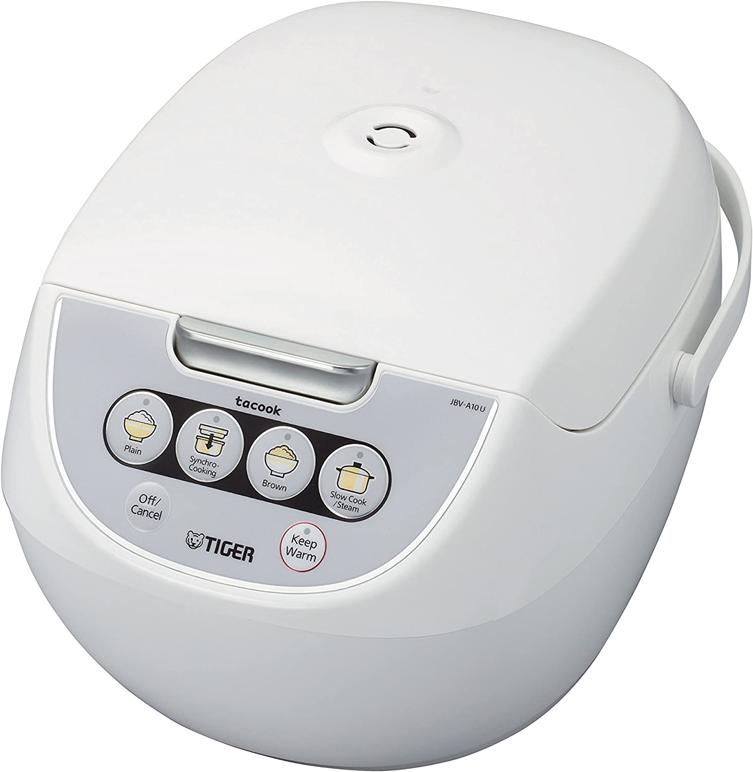 TIGER JBV-A10U 5.5-Cup (Uncooked) Micom Rice Cooker with Food Steamer Basket. White