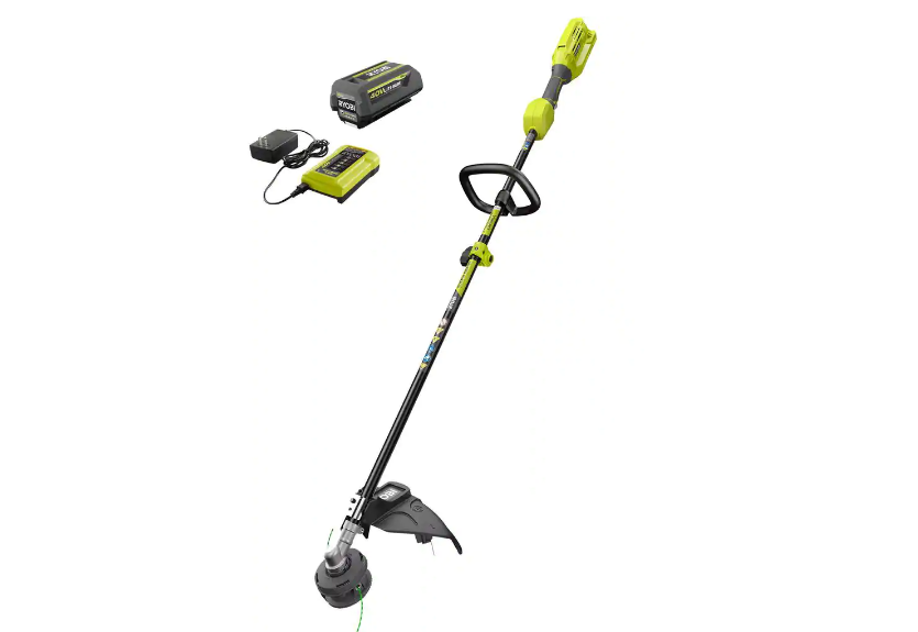 RYOBI RY40250 40V Expand-It Cordless Battery Attachment Capable String Trimmer with 4.0 Ah Battery and Charger