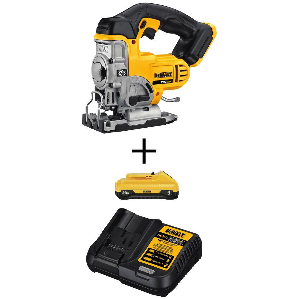 DEWALT DCS331BWDCB240C 20V MAX Cordless Jig Saw. 20V MAX Compact Lithium-Ion 4.0Ah Battery. and 12V to 20V MAX Charger