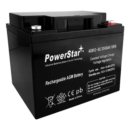 PowerStar 12 Volt 45 Ah UB12400 Sealed Lead AGM Battery for General Purpose Use