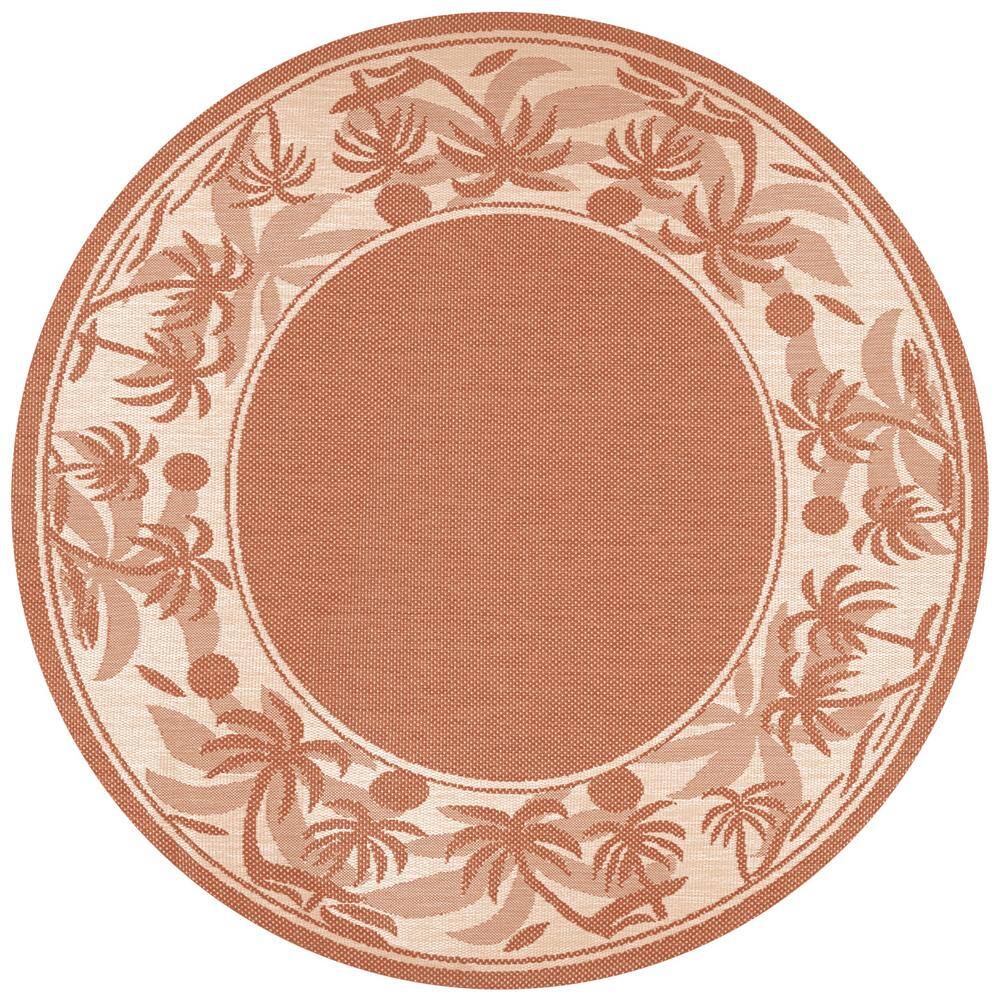 Unbranded  Recife Island Retreat Terracotta-Natural 9 ft. x 9 ft. Round Indoor/Outdoor Area Rug