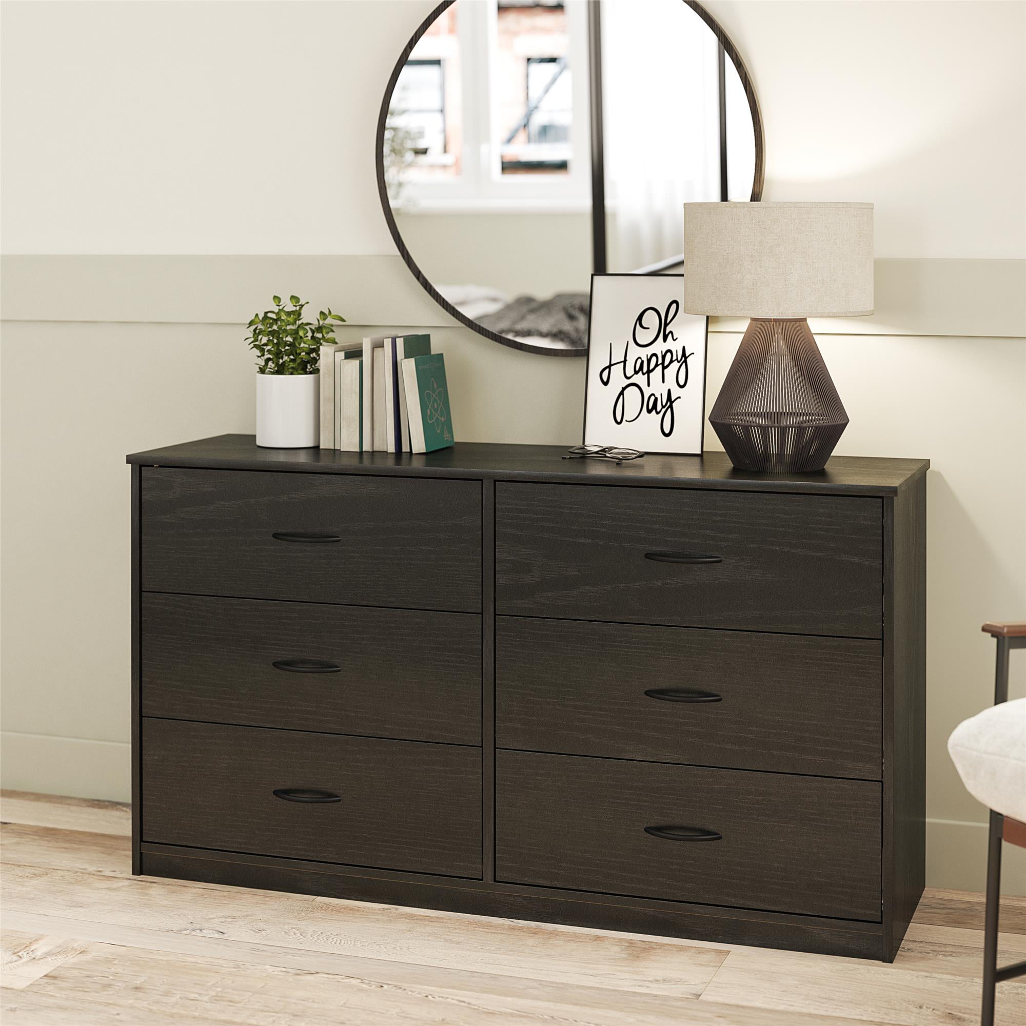Mainstays Classic 6 Drawer Dresser. Black Oak