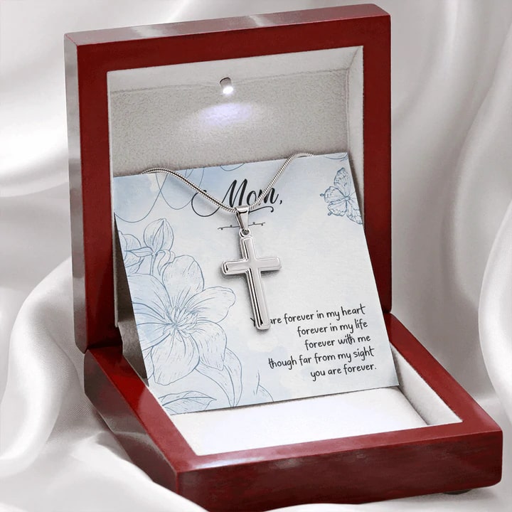 White Gold Cross Necklace – You Are Forever. Mother's Day Gifts
