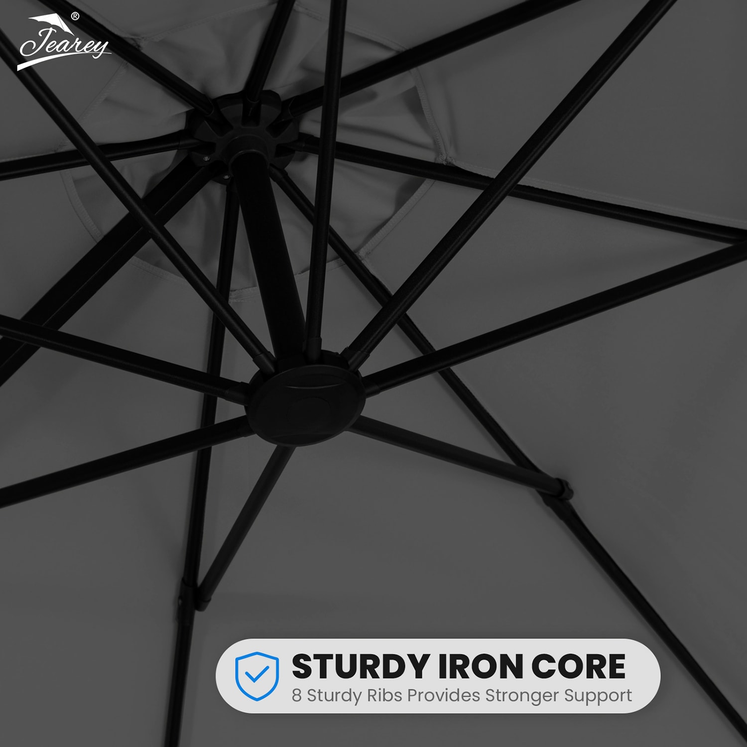 JEAREY 11-ft Gray Crank Cantilever Patio Umbrella with Base