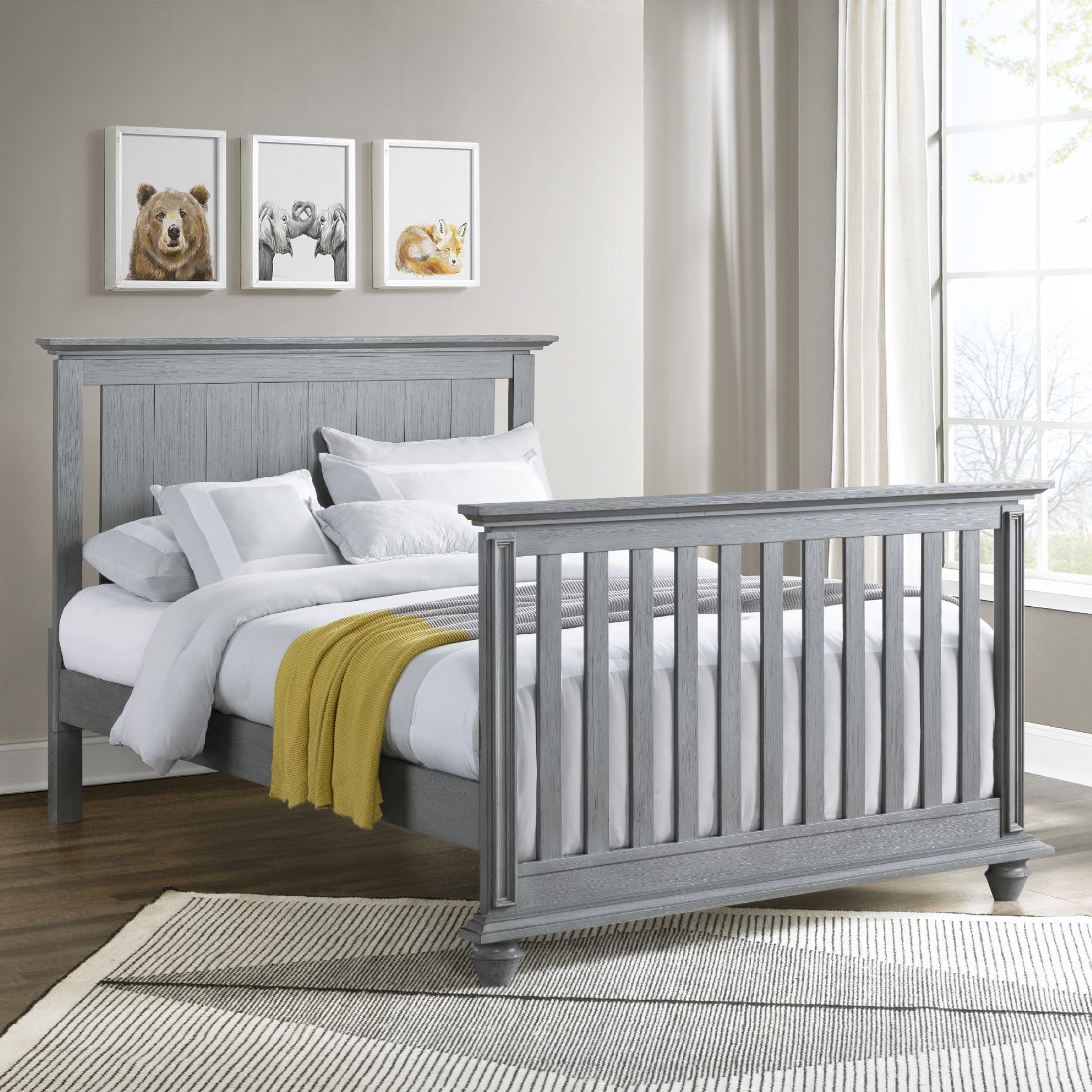 Oxford Baby Langston 4-in-1 Convertible Crib. Graphite Gray. Wooden Crib
