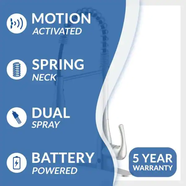 FLOW Motion Activated Single. Down Spring Neck Sprayer Kitchen Faucet