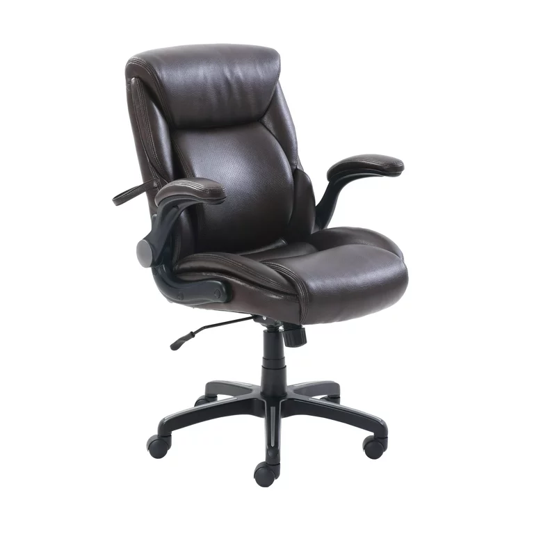 Serta Air Lumbar Bonded Leather Manager Office Chair. Brown Faux Leather