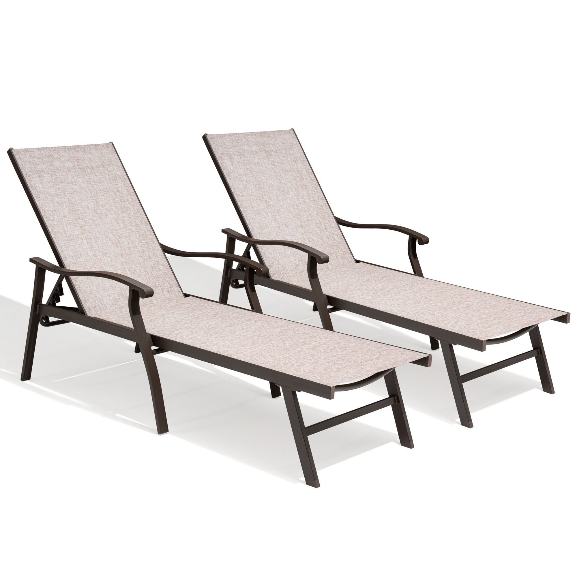 Crestlive Products Patio chaise lounge Set of 2 Aluminum Frame In Classic Brown 