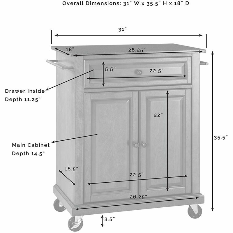 CROSLEY FURNITURE Rolling Cherry Kitchen Cart with Black Granite Top