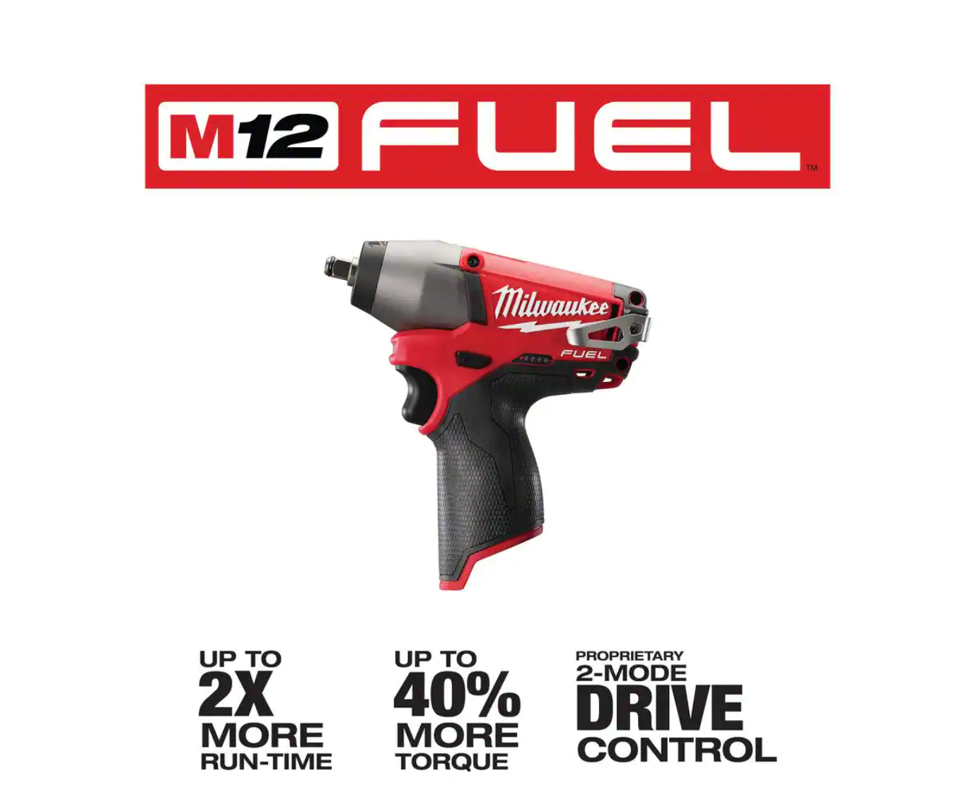 Milwaukee 2454-20 M12 FUEL 12V Lithium-Ion Brushless Cordless 3/8 in. Impact Wrench (Tool-Only)