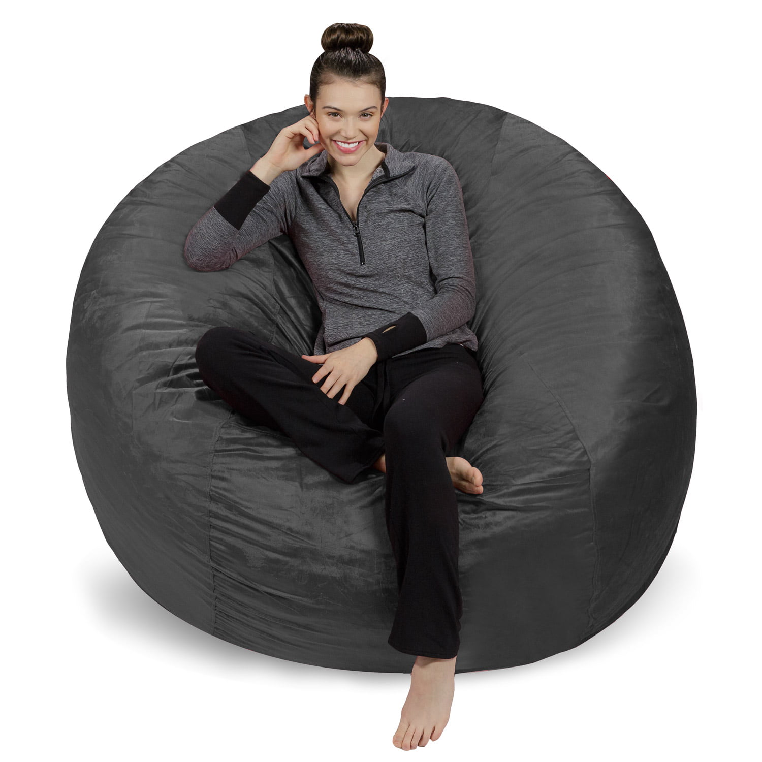 Sofa Sack Bean Bag Chair. Memory Foam with Microsuede Cover. Kids. Adults. 6 ft. Charcoal