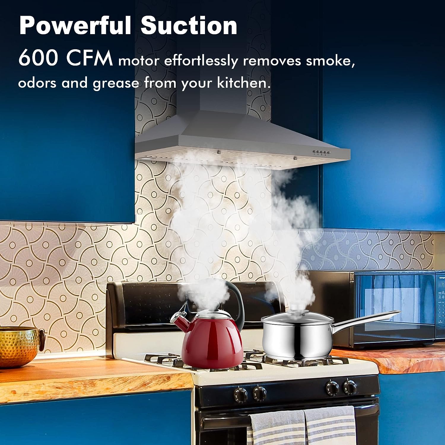 Generic Range hood 30 inch.600 CFM Wall Mount Range Hood with LEDs Light.Permanent Filter.3 Speed Fan. in Stainless Steel.Chimney-Style Stove Vent with Ducted/Ductless Convertible Duct.Carbon Filter included