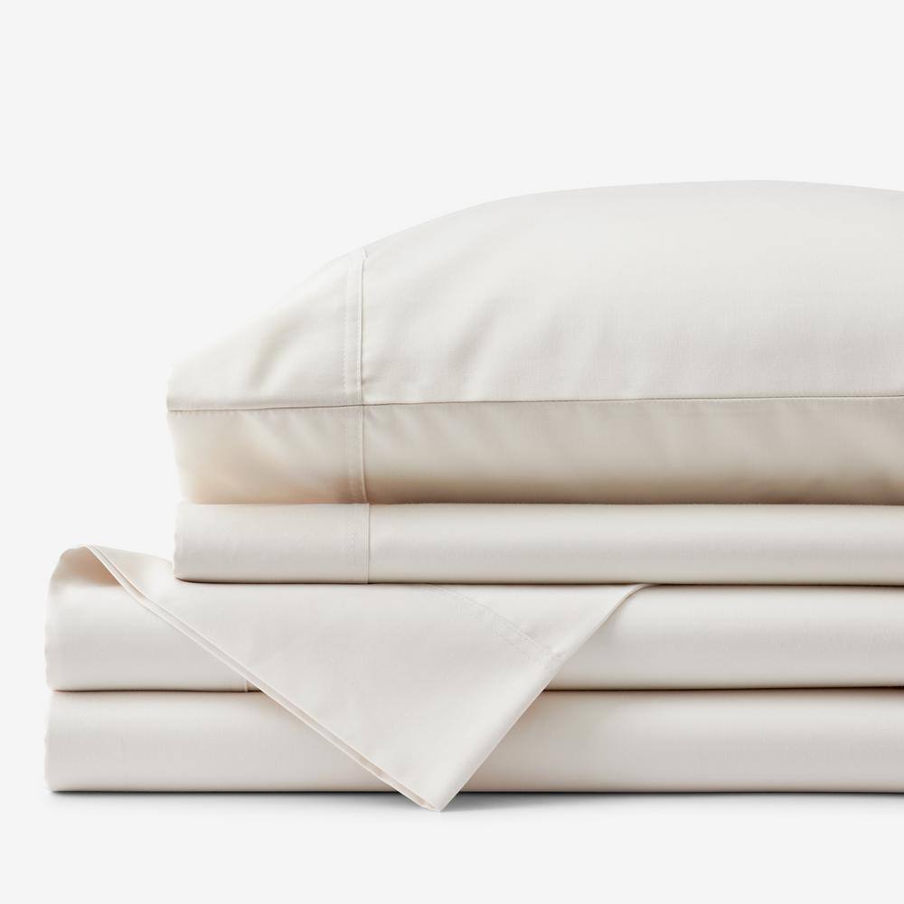 The Company Store  Legends Hotel Supima Cotton Wrinkle-Free 4-Piece Ivory Sateen Queen Sheet Set - Ivory