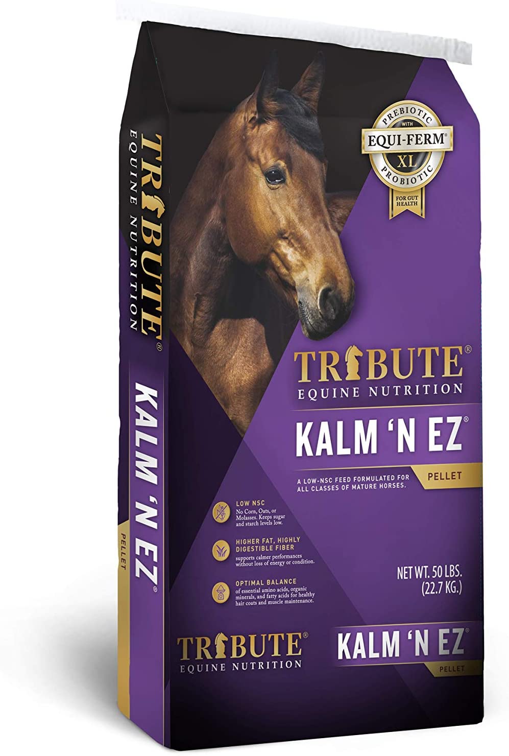 TRIBUTE Kalmbach Feeds Kalm ‘N Ez Pellets for Horse. 50 lb