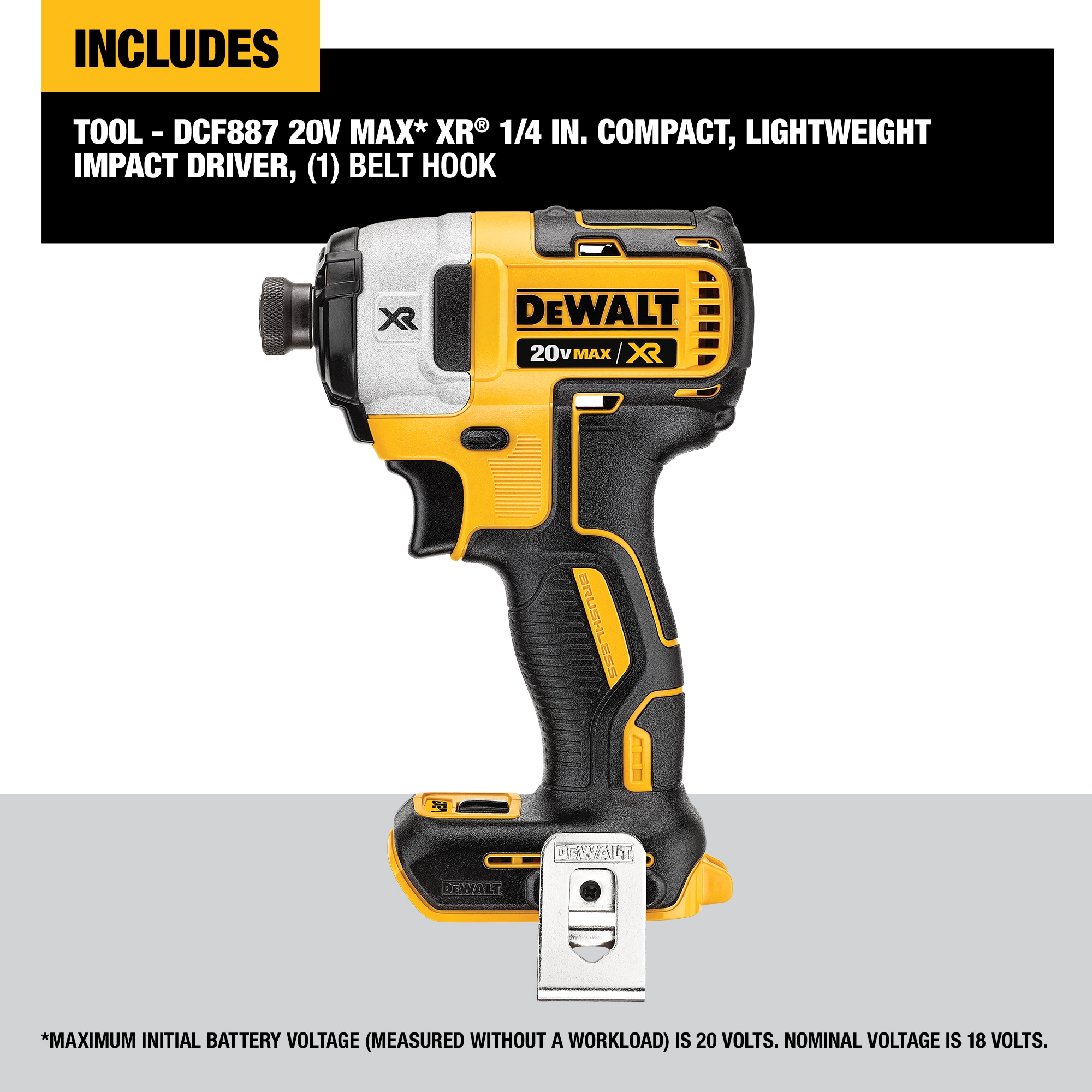 DEWALT Xr 20-volt Max 1/4-in Variable Speed Brushless Cordless Impact Driver (Tool Only)