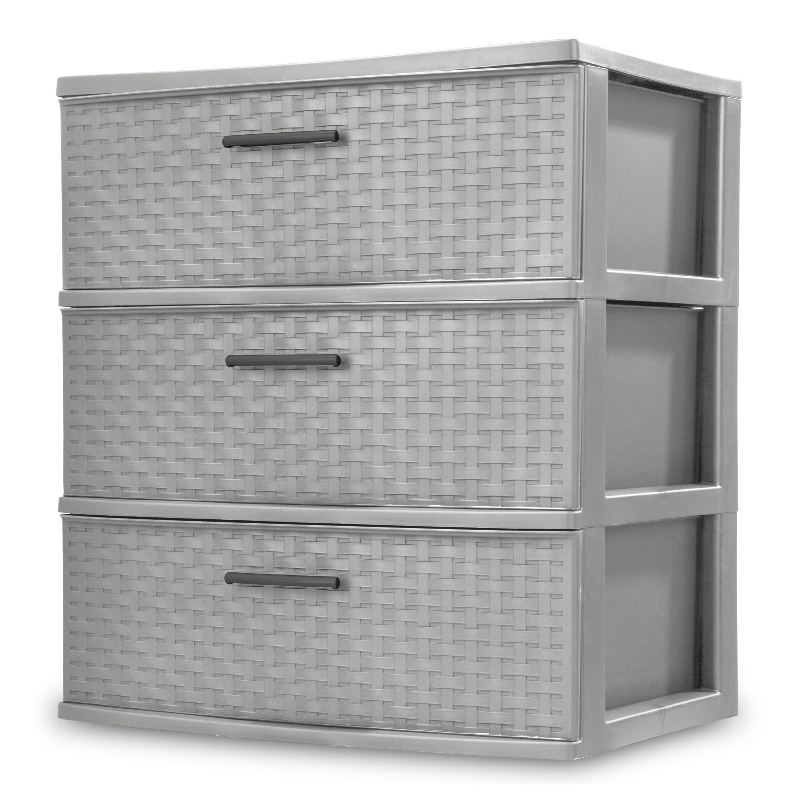 Sterilite 3 Drawer Wide Weave Tower Plastic. Cement. Case of 1