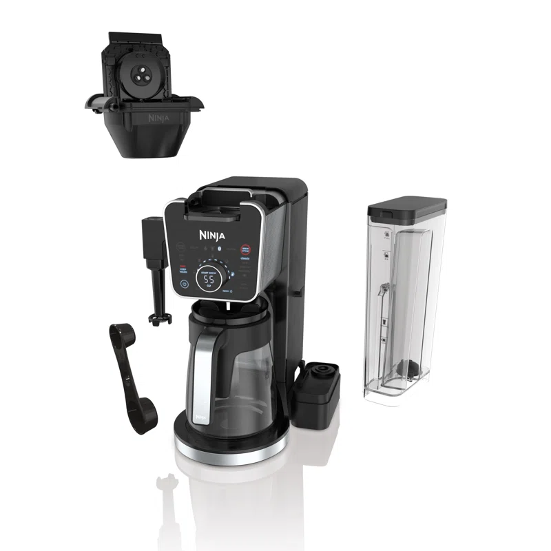 Ninja CFP301 DualBrew Pro System 12-Cup Coffee Maker. Single-Serve for Grounds & K-Cup Pod Compatible. 4 Brew Styles. Frother. 60-oz. Water Reservoir with Separate Hot Water Dispenser & Carafe. Black
