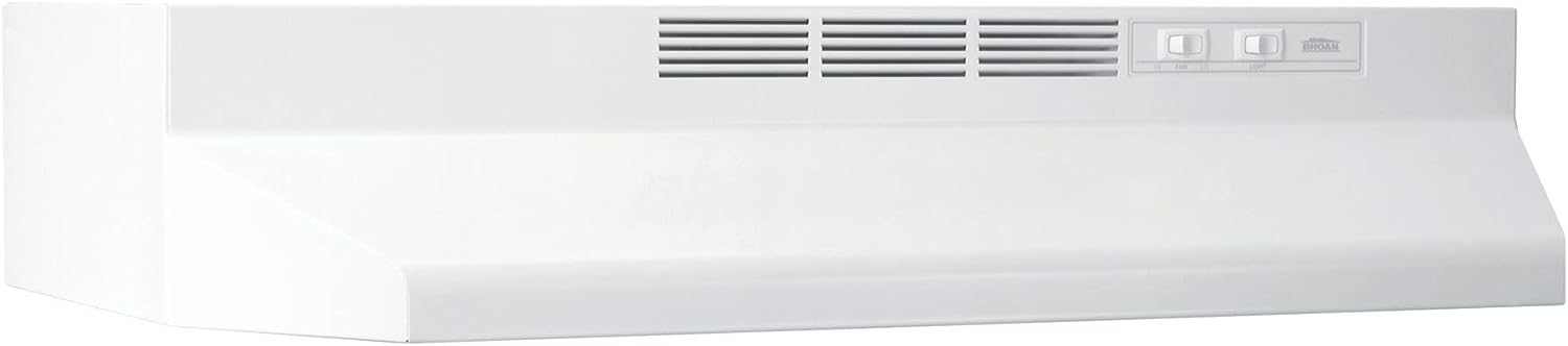 Broan-NuTone BUEZ130WW Non-Ducted Ductless Range Hood with Lights Exhaust Fan for Under Cabinet. 30-Inch. White