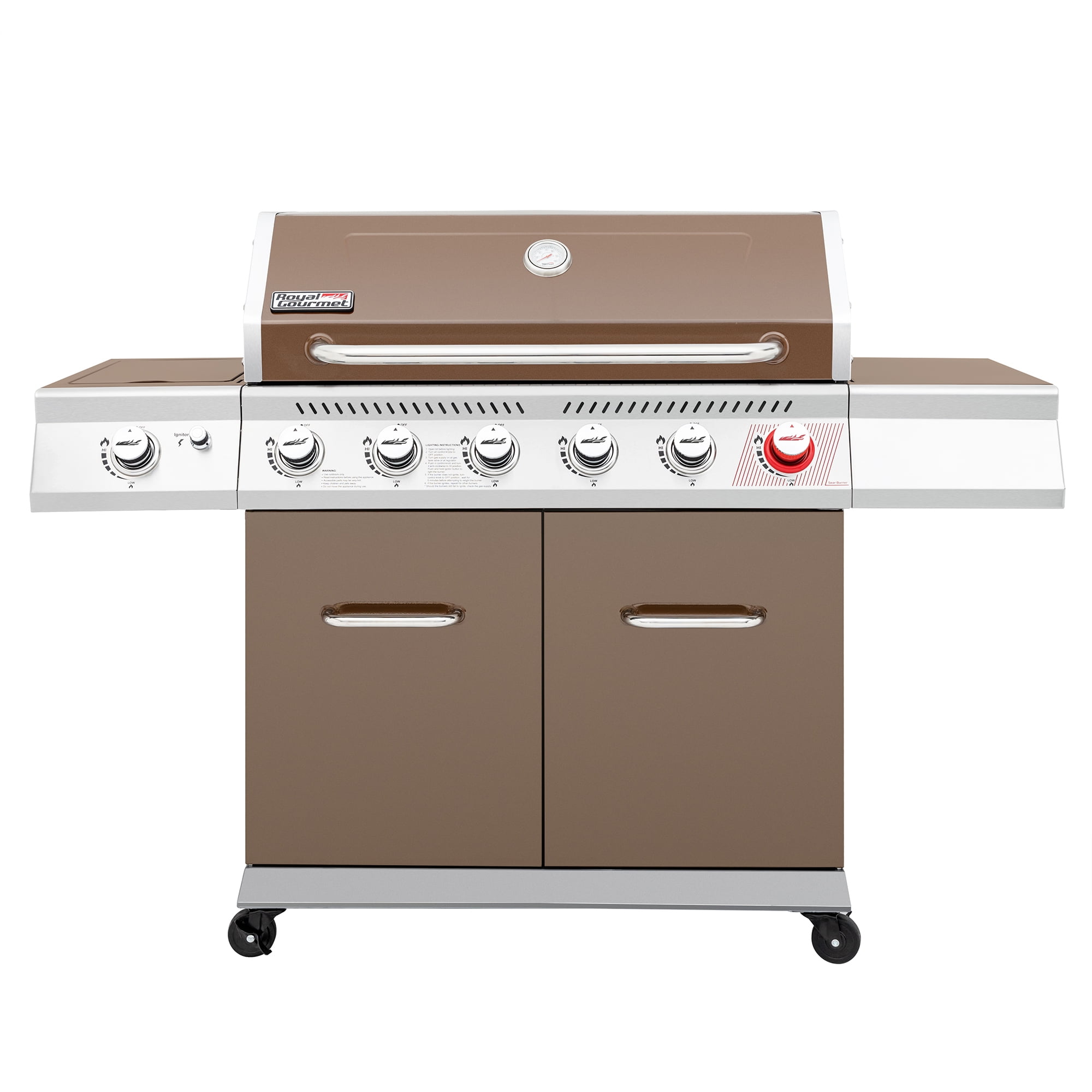 Royal Gourmet 6-Burner GA6402C BBQ Gas Grill with Sear Burner and Side Burner. 74.000 BTU