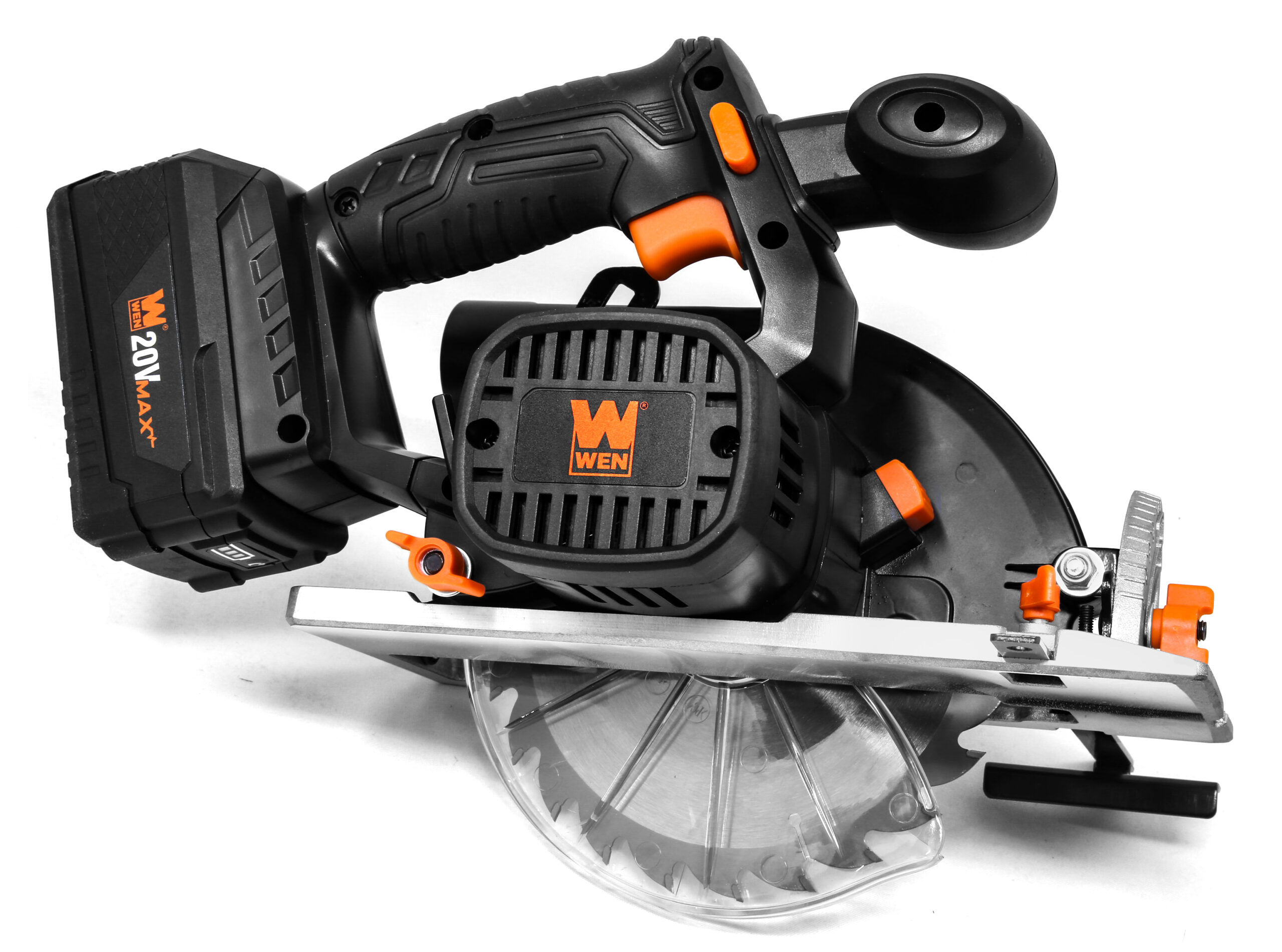 WEN 20V Max 6.5-Inch Cordless Circular Saw with 4.0 Ah Lithium-Ion Battery and Charger