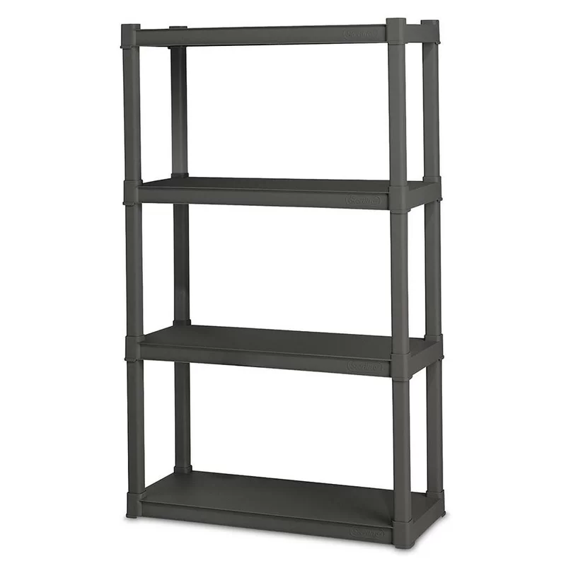 Sterilite 01643V01 4 Shelf Unit. Flat Gray Shelves & Legs. 1-Pack
