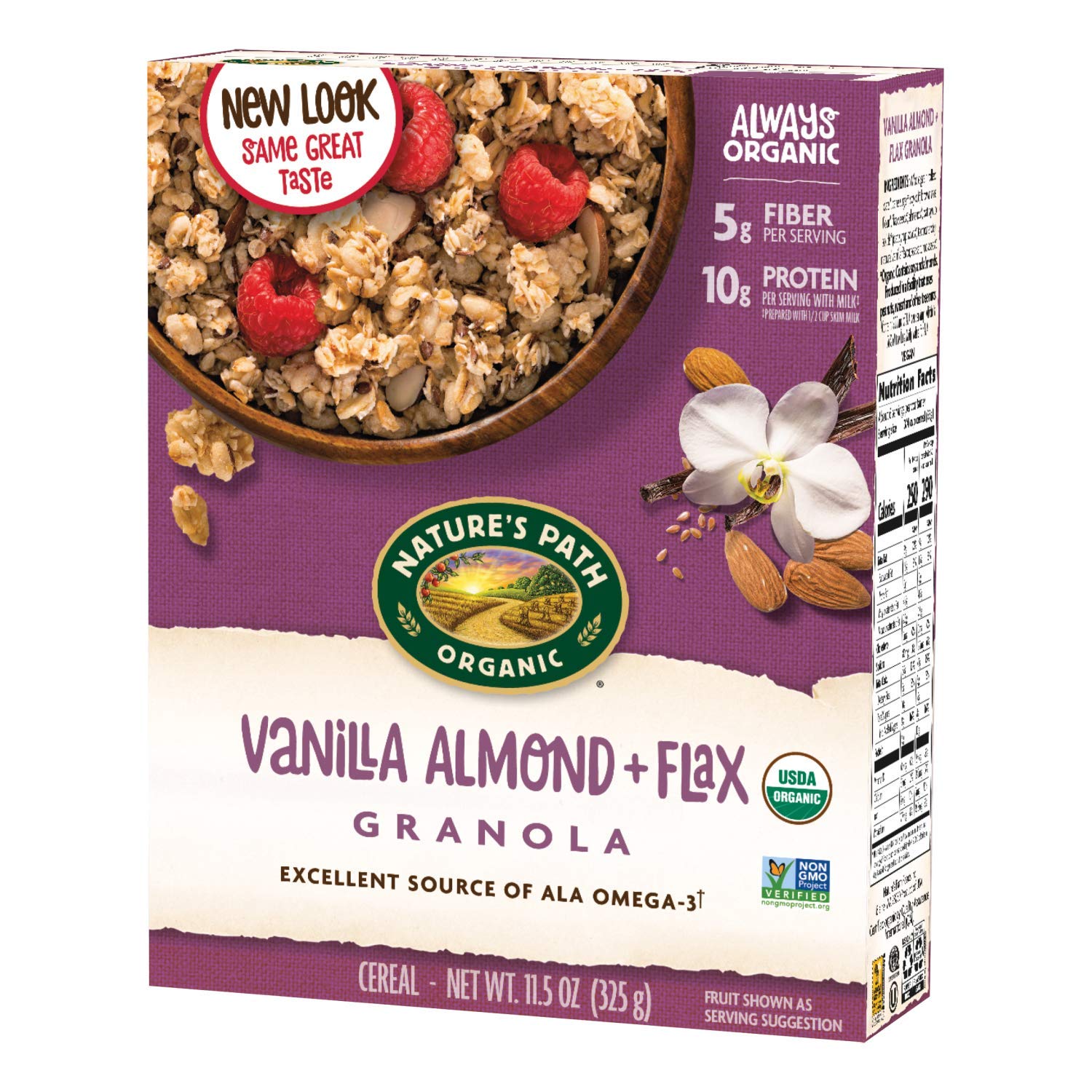 Nature's Path Vanilla Almond and Flax Granola. Healthy. Organic. 11.5 Ounce (Pack of 12)