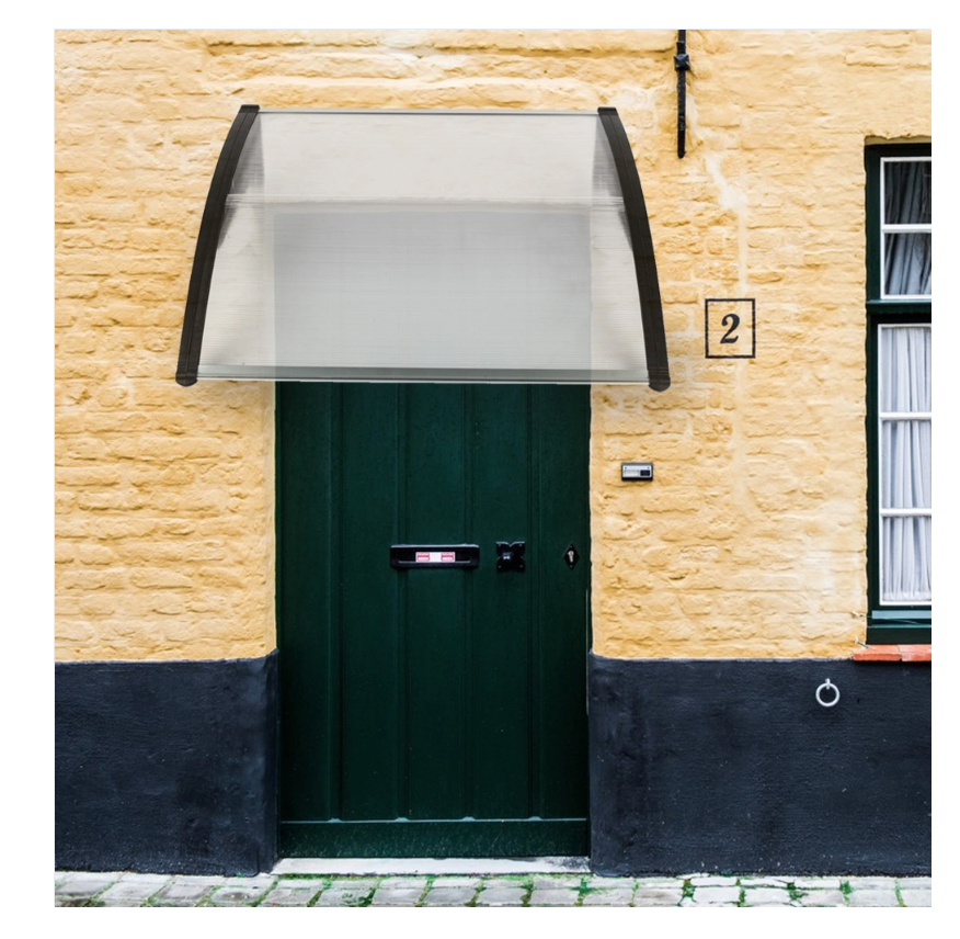 DISCOUNTTODAY  40″x40″ Back Door Canopy Polycarbonate Window Door Awning Outdoor Patio Shelter (Gray)