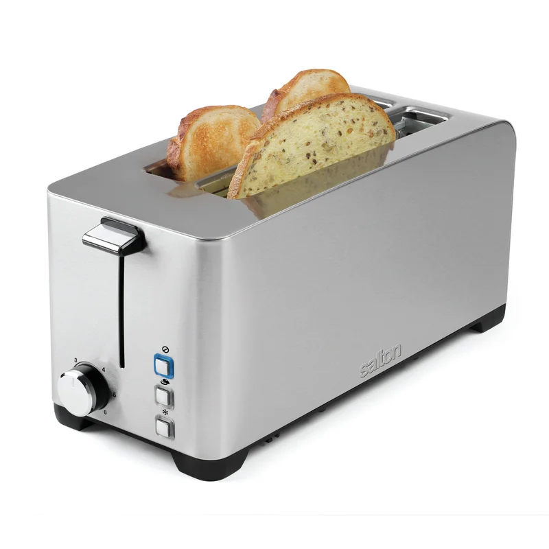 Salton ET1817 Long Slot. 4 Slice Toaster. Silver