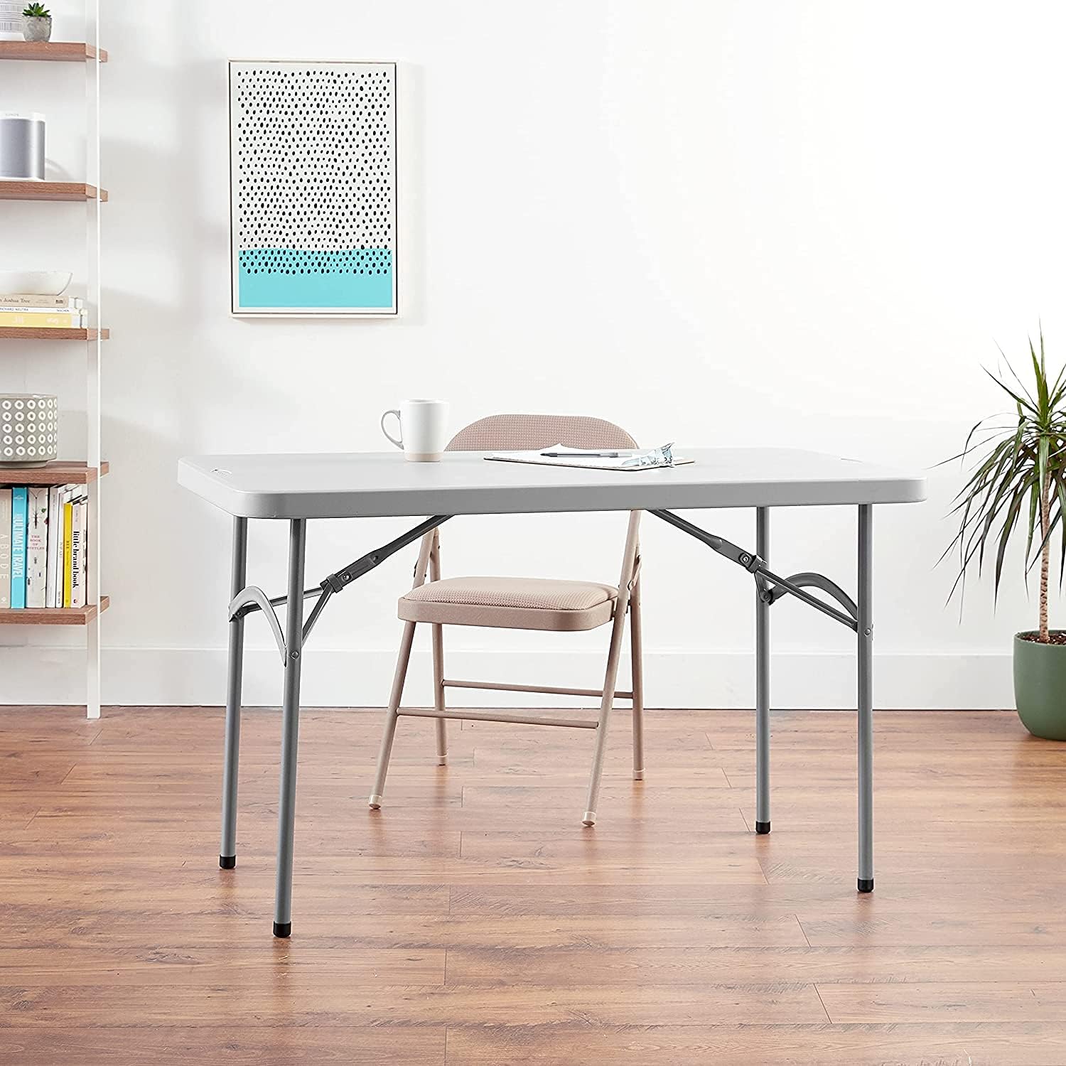 Office Star Resin Multipurpose Rectangle Folding Table for Indoor or Outdoor Use. 4 Feet x 2 Feet