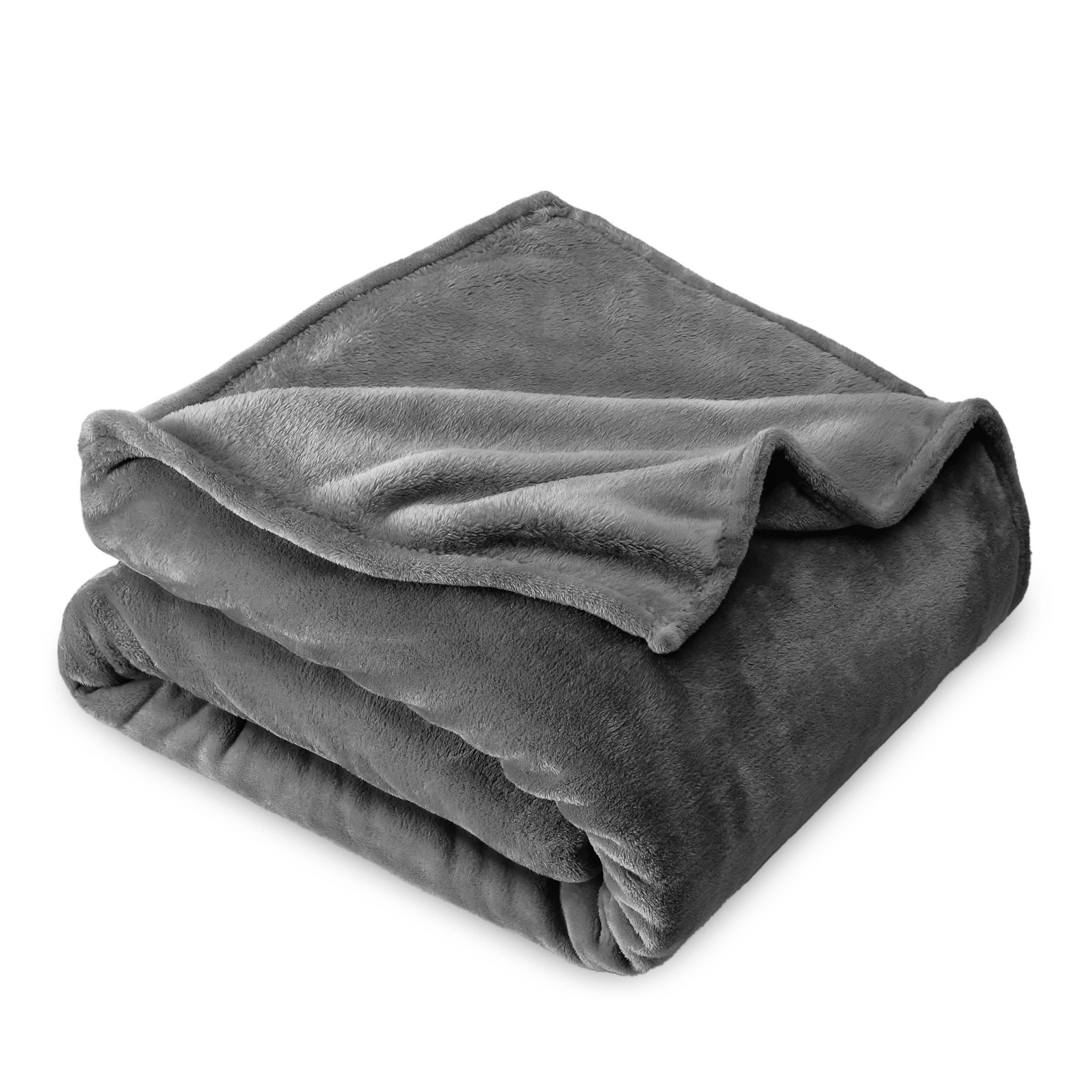 Bare Home Microplush Fleece Blanket. Plush. Ultra Soft. Full/Queen. Gray