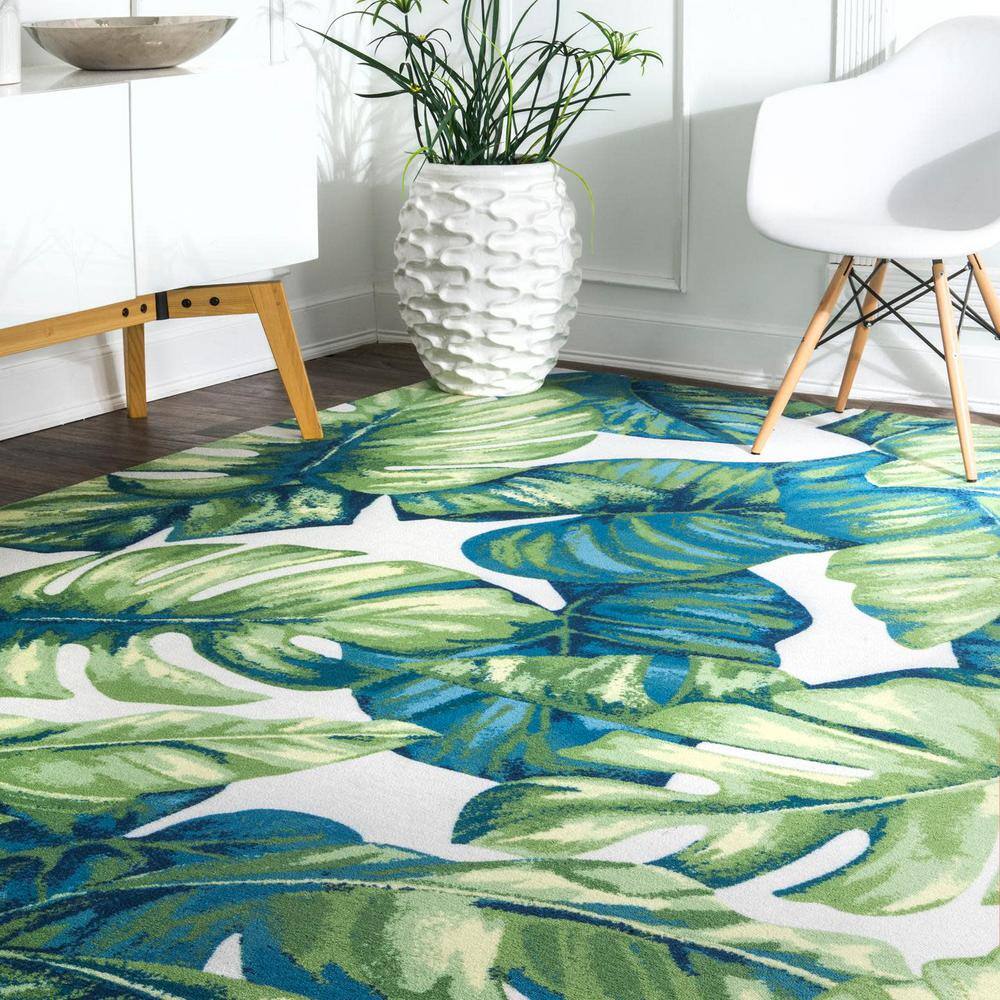 nuLOOM  Contemporary Floral Lisa Multi 9 ft. x 12 ft. Indoor/Outdoor Patio Area Rug