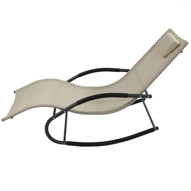 Sunnydaze Decor JON-596 2 Gray Metal Frame Chaise Lounge Chair(s) with Off-white Sling Seat