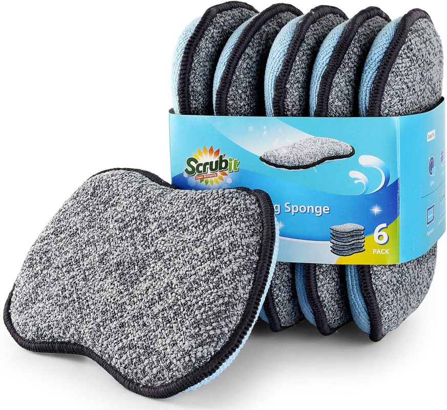 Scrub- it Multi-Purpose Scrub Sponges Microfiber Sponge Along (6 Pack. Large)