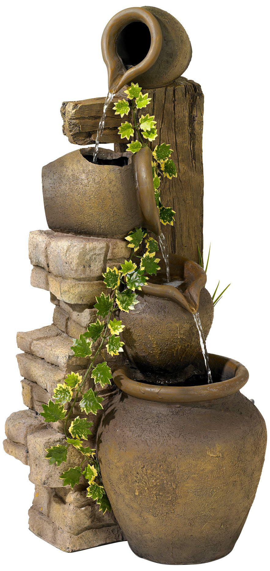 John Timberland Rustic Floor Water Fountain Three Jugs Cascading 33″ High Indoor Outdoor for Yard Garden Lawn