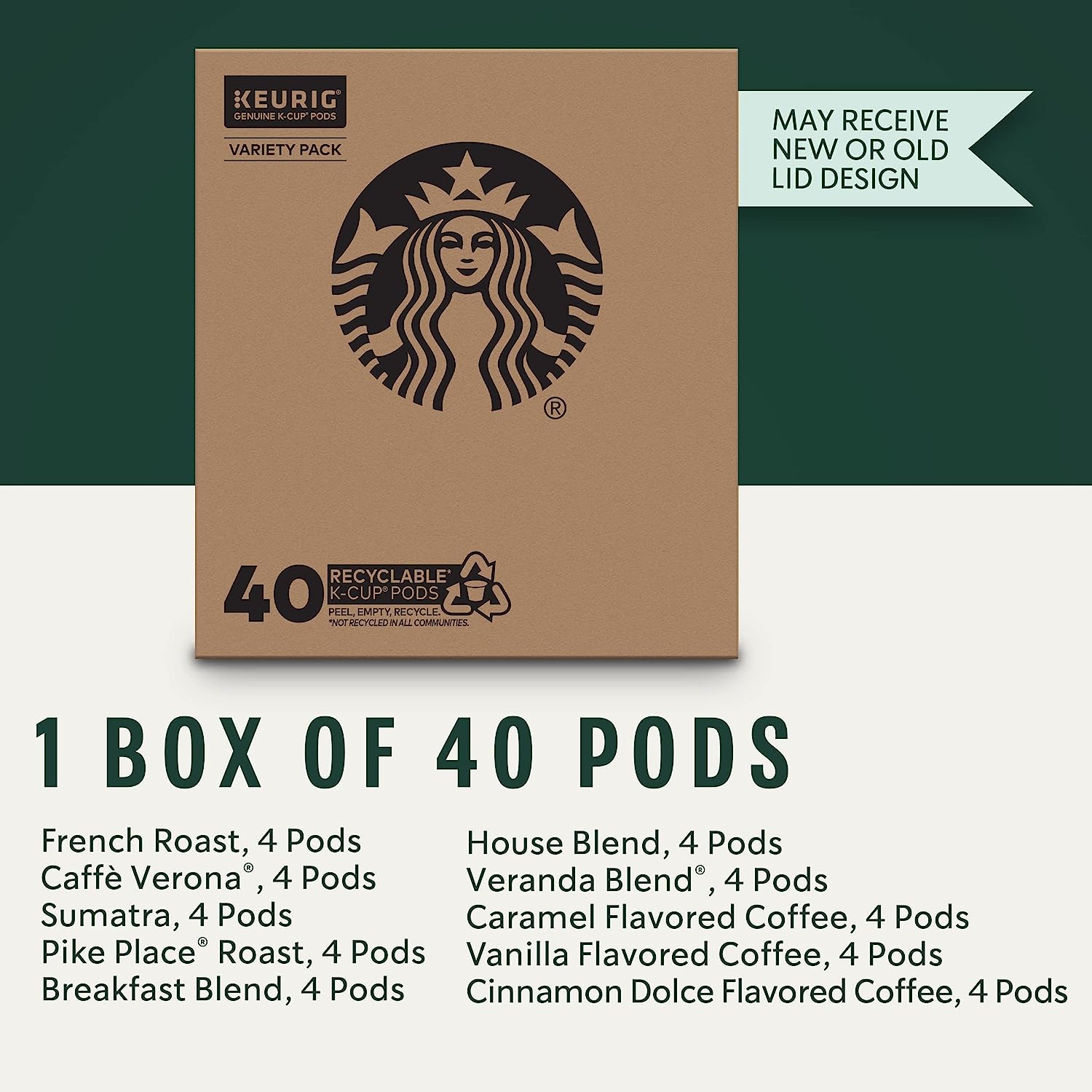 Starbucks K-Cup Coffee Pods—Starbucks Blonde. Medium. Dark Roast & Flavored Coffee—Variety Pack—1 box (40 pods total)