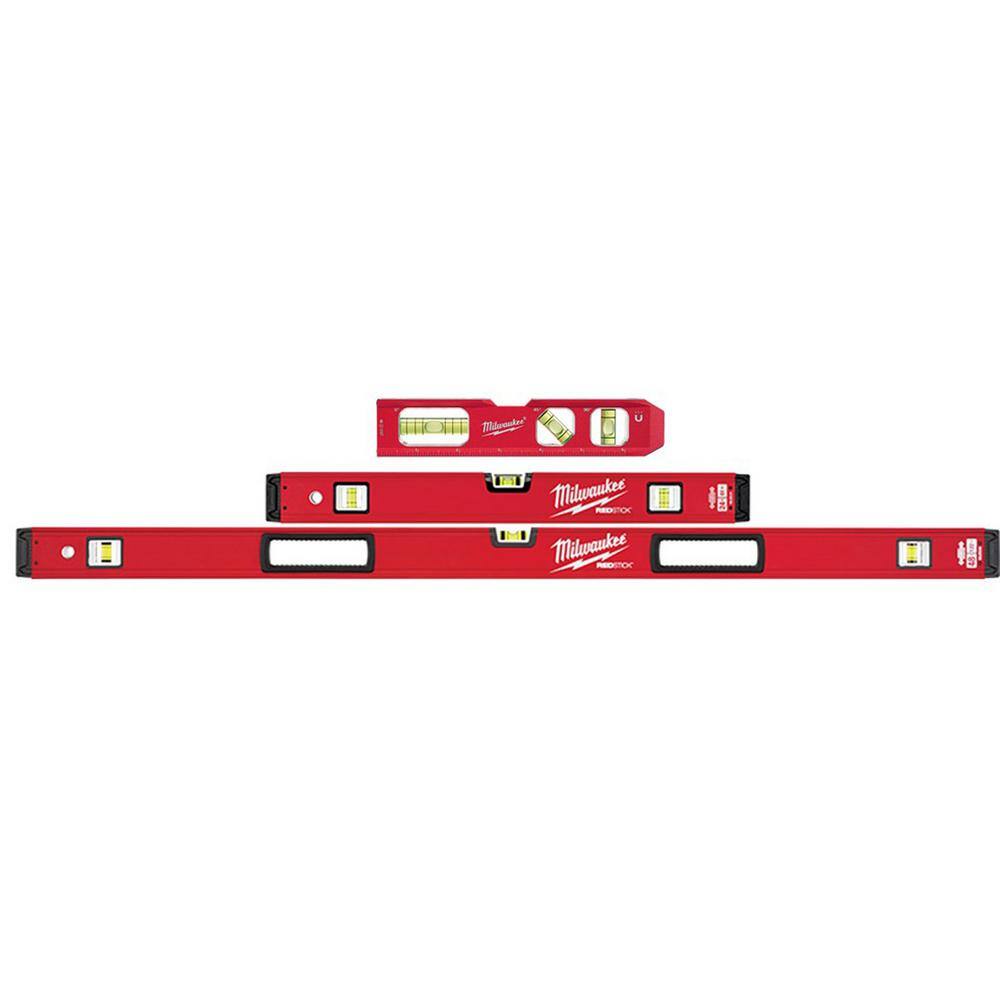 Milwaukee MLBXS-48-22-5107 24 in./48 in. REDSTICK Box Level Set and 7 in. Billet Torpedo Level