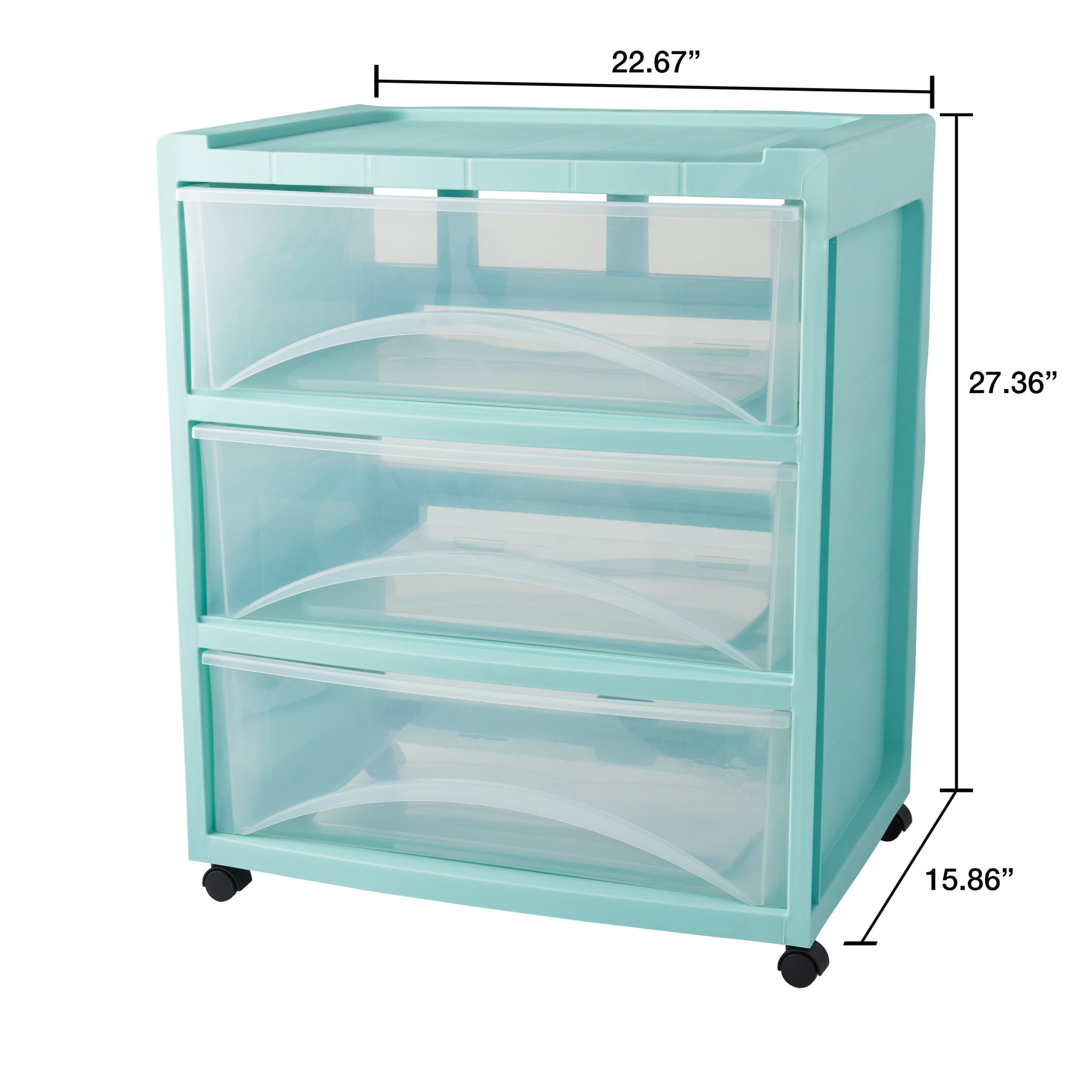 Mainstays 3 Drawer Wide Mint Storage Cart. File Cabinet for A4 And Larger Files