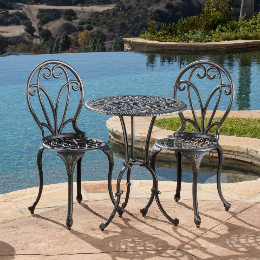 Best Selling Home Decor Thomas 3-Piece Black Aluminum Frame Bistro Patio Set
