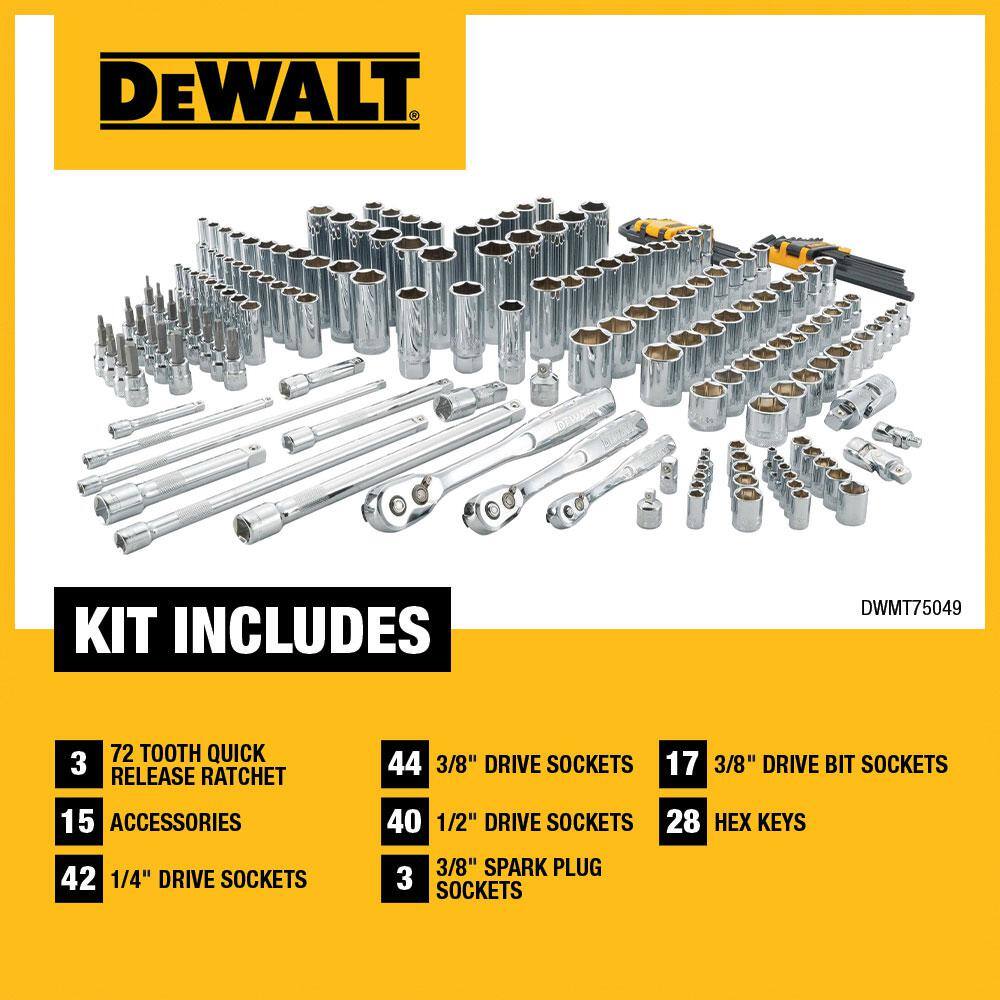 DEWALT DWMT75049 Chrome Vanadium Mechanics Tool Set (192-Piece)